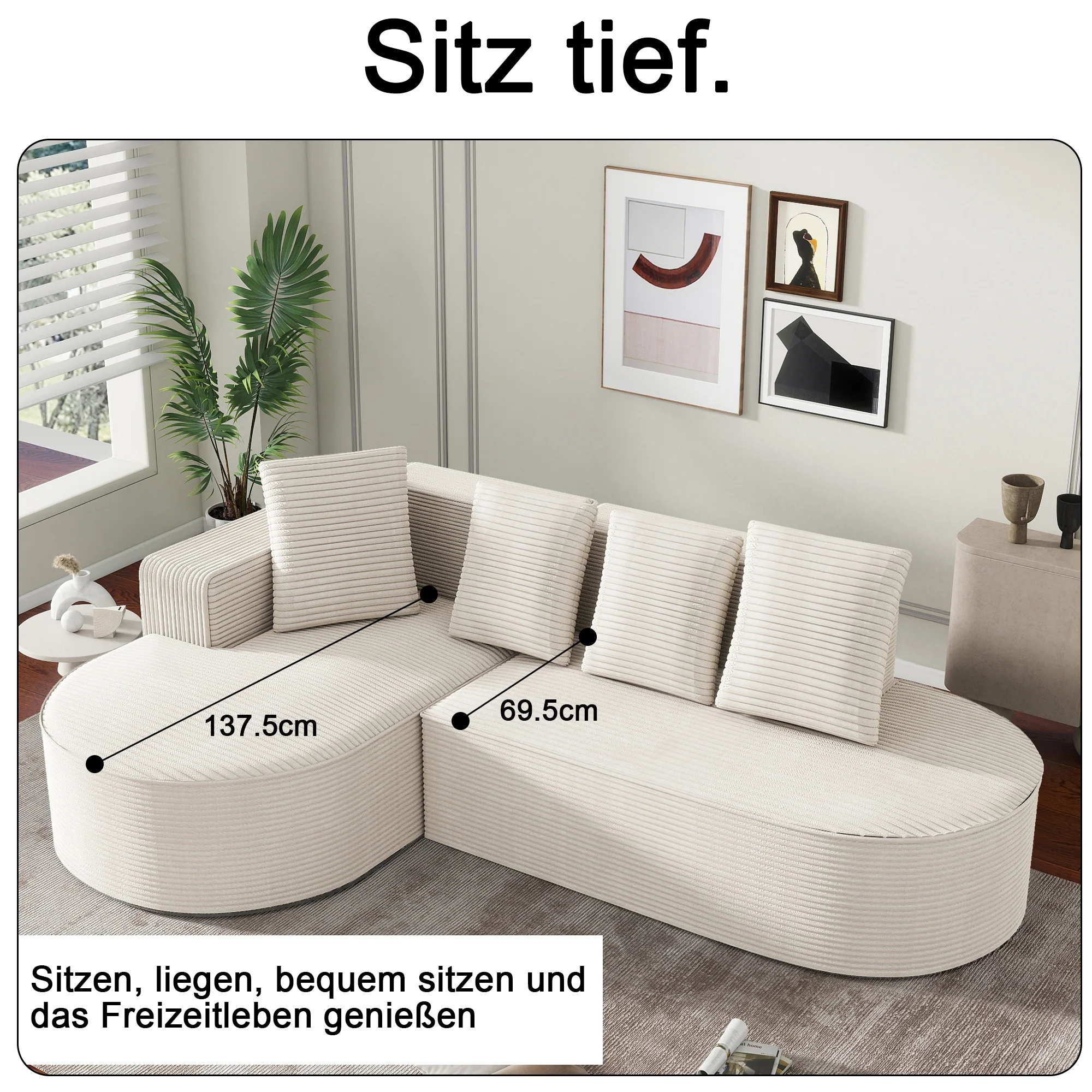 Modular Sofa L-Shaped Deep Seats - No Assembly Required - Image 5