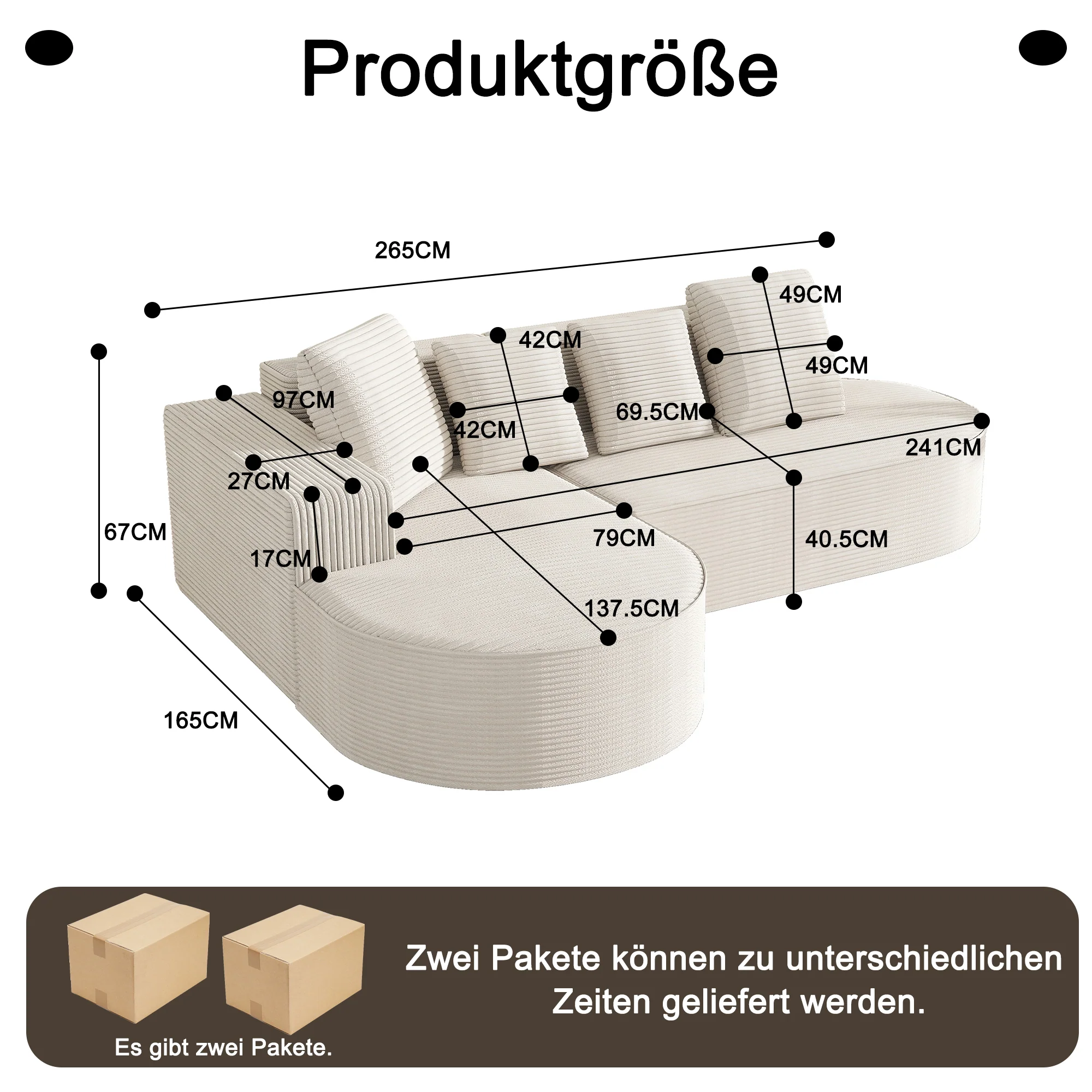 Modular Sofa L-Shaped Deep Seats - No Assembly Required - Image 6