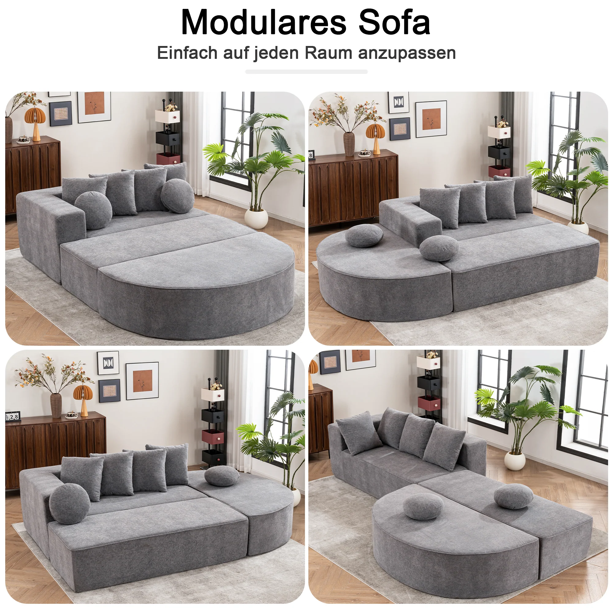 Modular Sofa Segmented Boneless No Assembly - Chenille Fabric - Image 4