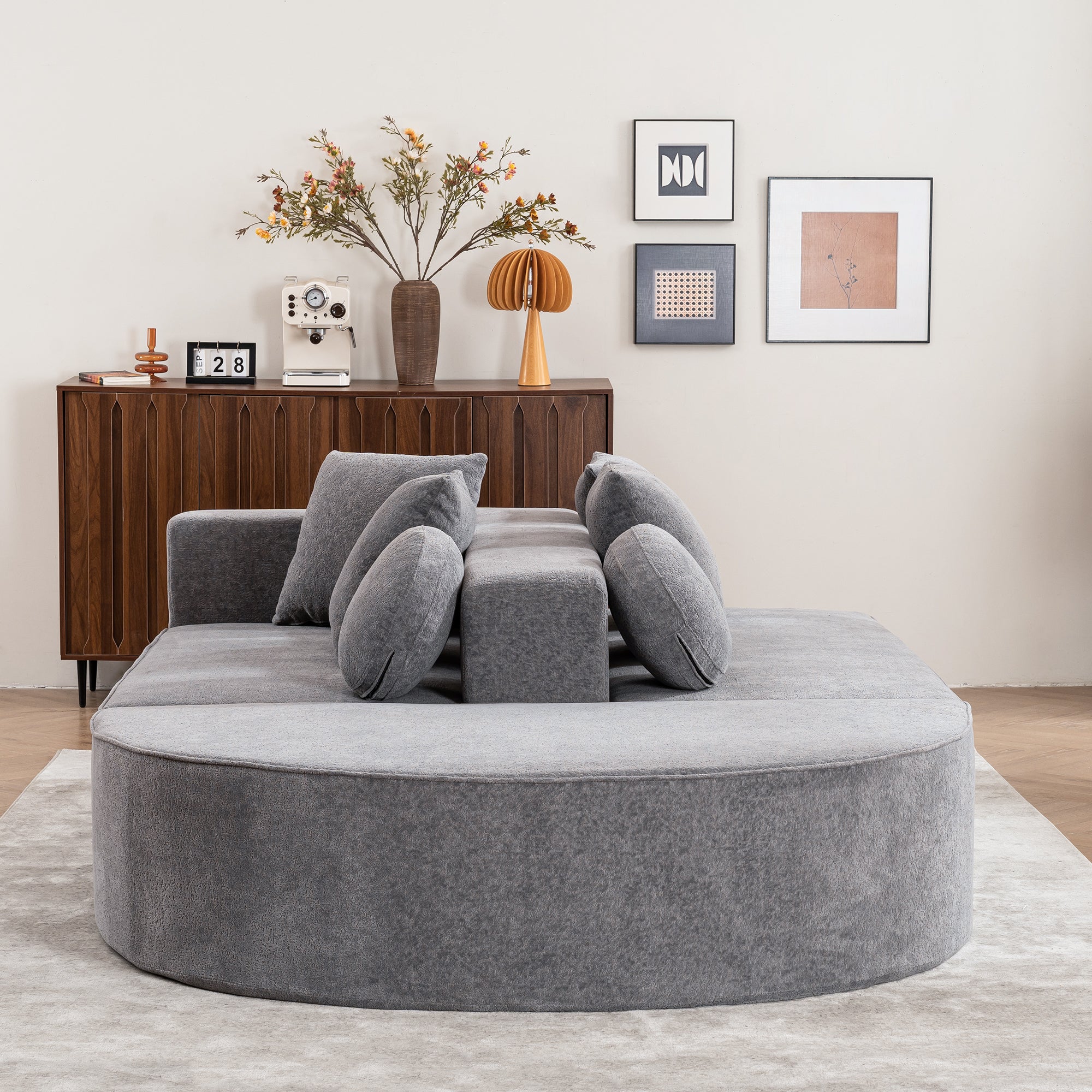 Modular Sofa Segmented Boneless No Assembly - Chenille Fabric - Image 9