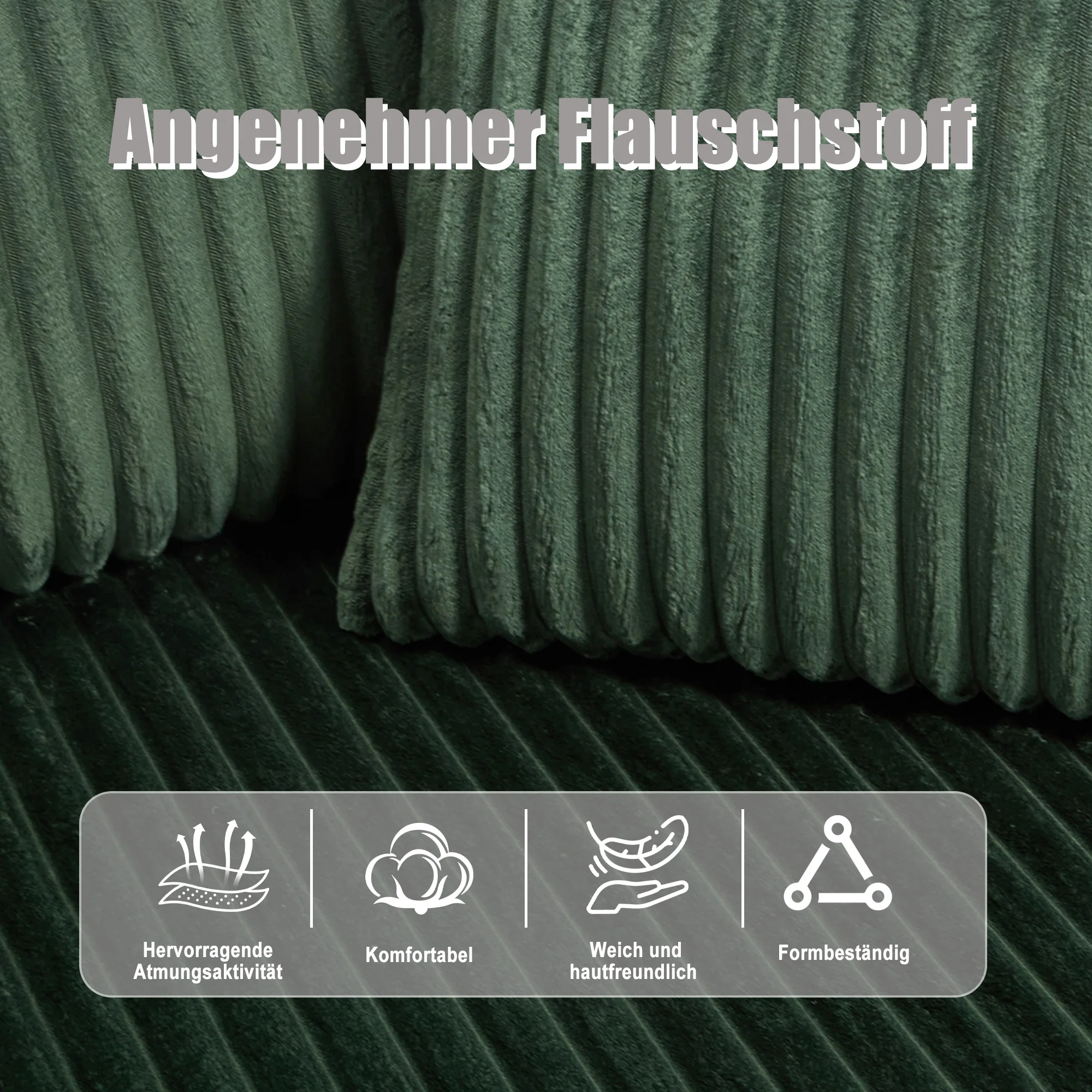 Modular Sofa Set Chaise Longue 2-Seater Side Pockets Drink Holders DIY - Corduroy - Image 5