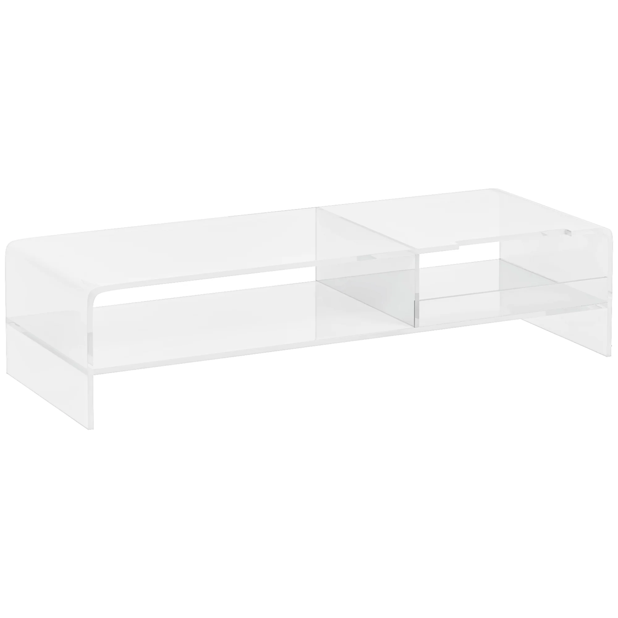 Monitor Stand with Keyboard Compartment 2 Tiers for 24 Inch - Transparent Acrylic