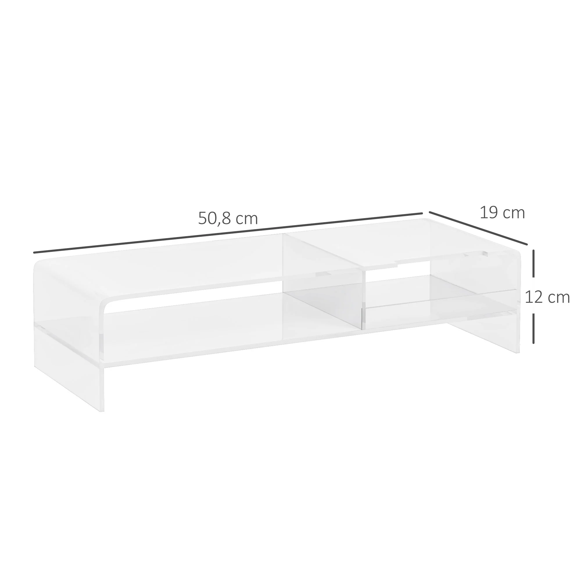 Monitor Stand with Keyboard Compartment 2 Tiers for 24 Inch - Transparent Acrylic - Image 3