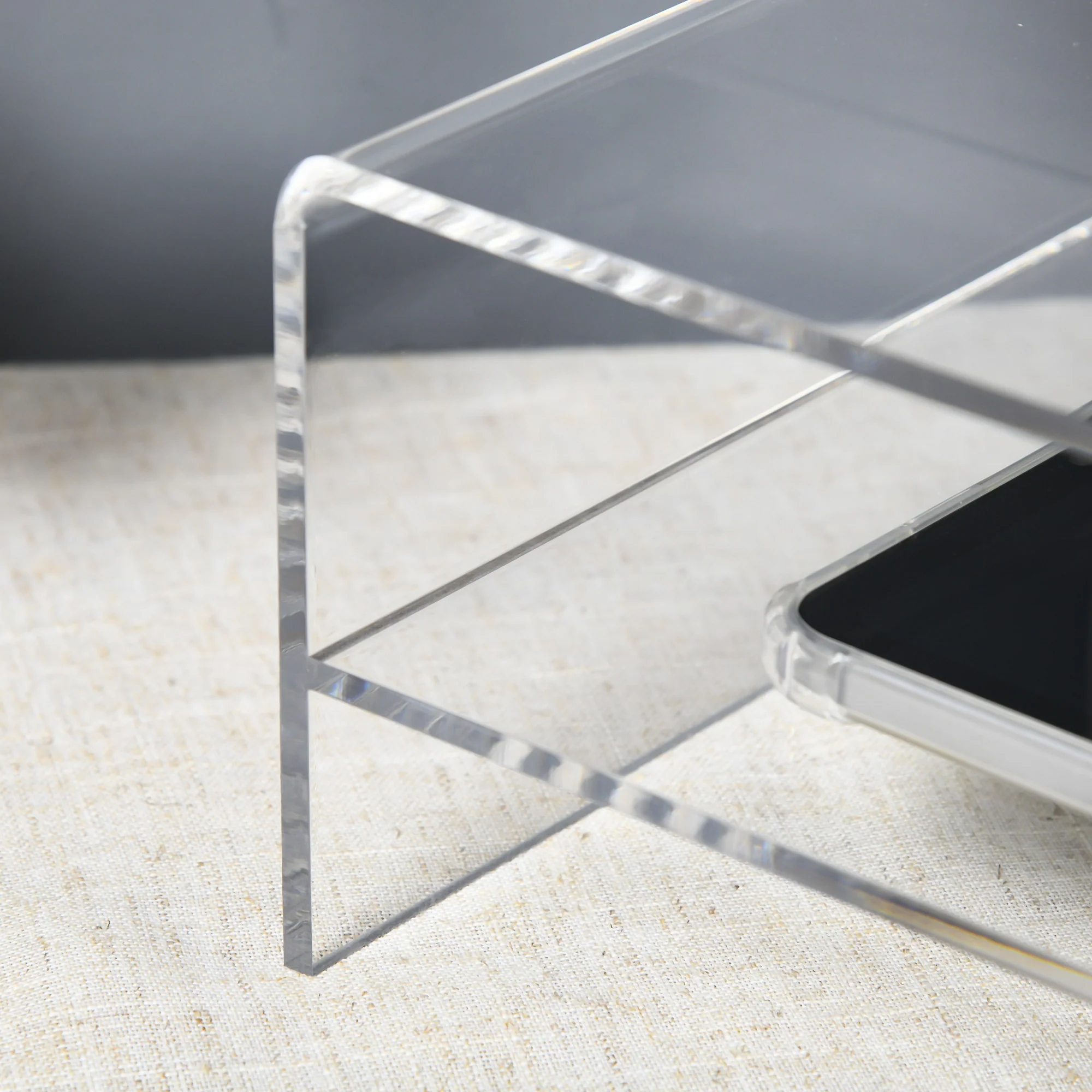 Monitor Stand with Keyboard Compartment 2 Tiers for 24 Inch - Transparent Acrylic - Image 7