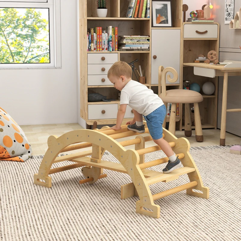 Montessori Indoor Climbing Frame 2-in-1 Arch - Natural Wood - Image 2