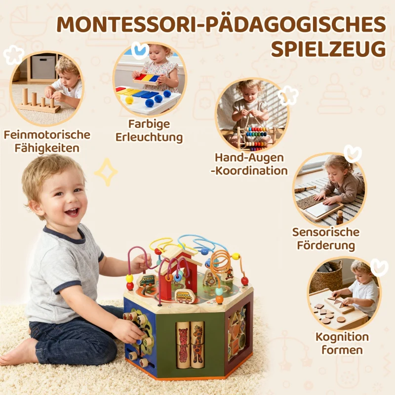 Motor Skills Cube 8-in-1 Activity Bead Maze - Multicoloured - Image 6