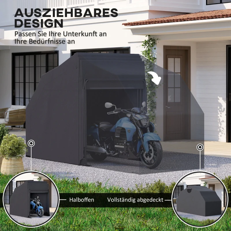 Motorcycle Cover, Foldable Outdoor Waterproof Winterproof XXL 345cm x 135cm x 191cm, Black - Image 7