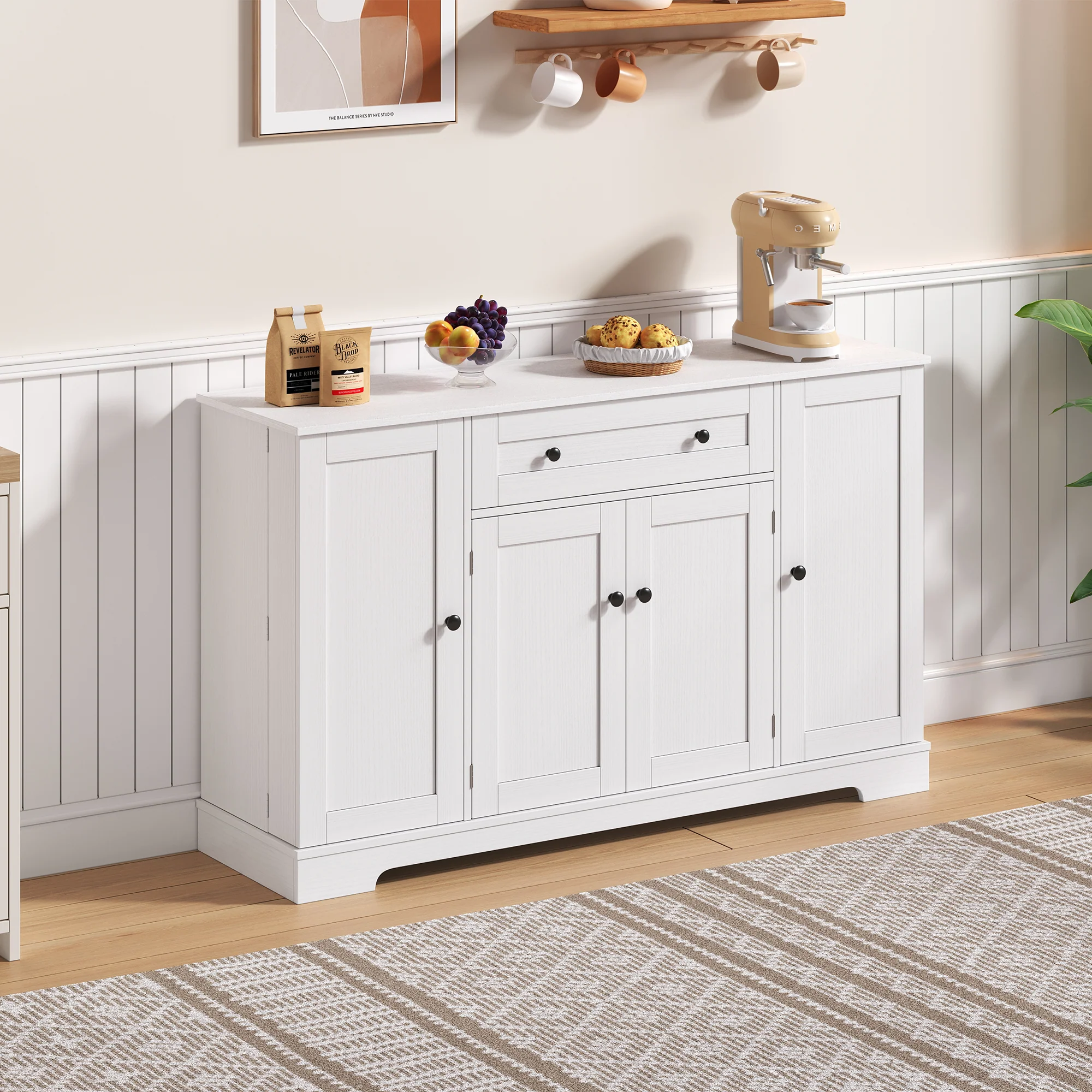 Multifunctional Buffet 138cm Sideboard Drawer Adjustable Shelves - Image 9