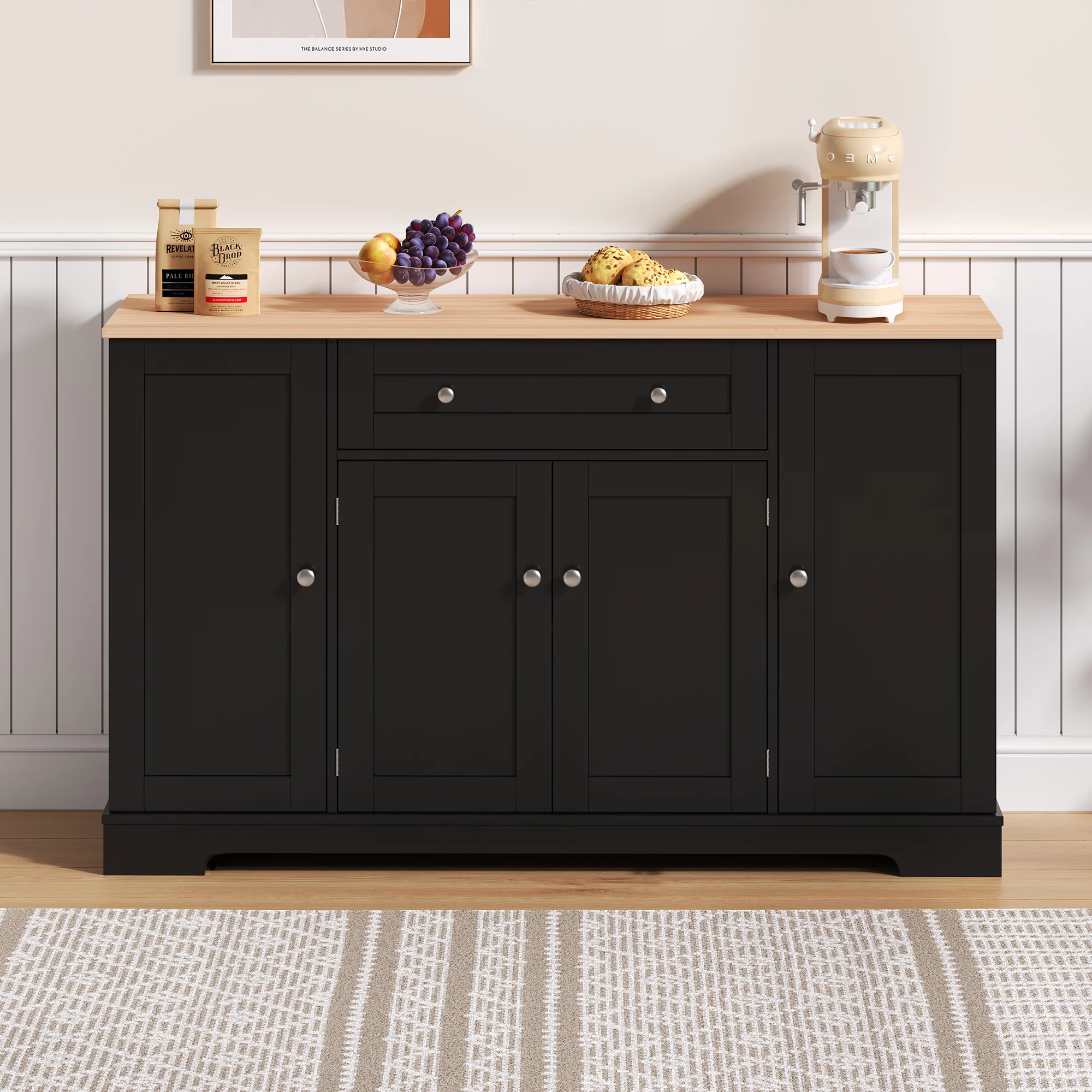 Multifunctional Buffet 138cm with Drawer & Adjustable Shelves - Image 3