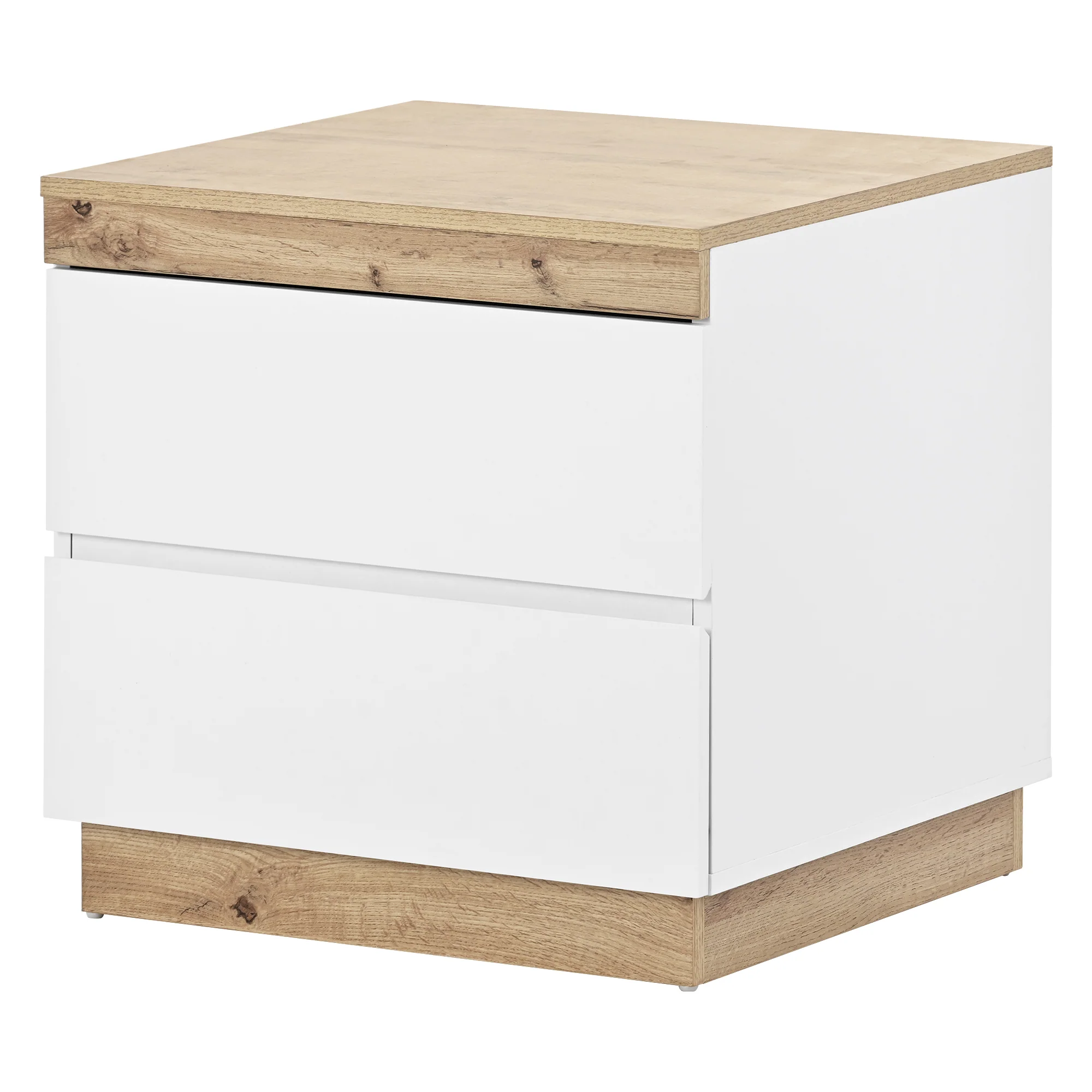 Nightstand 2 Drawers Storage - White/Oak E1 Chipboard - Image 10
