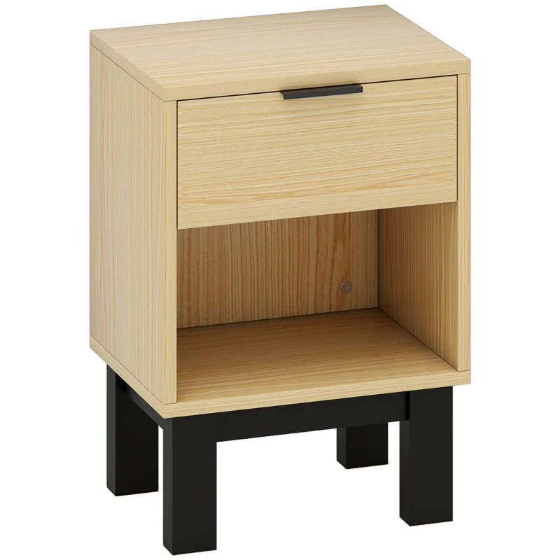 Nightstand with Drawer Open Compartment 35x26x50cm - Oak