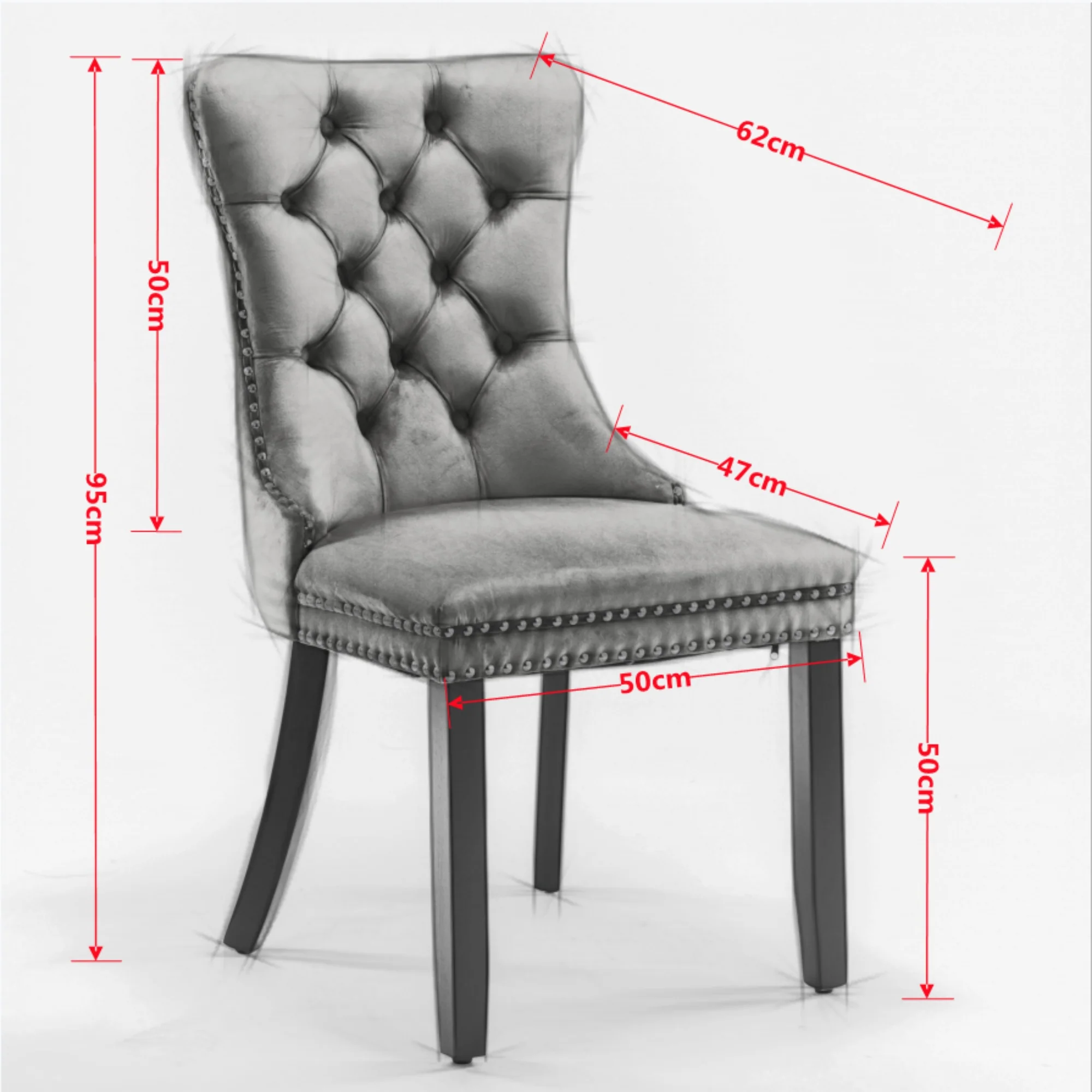 Nikki Collection Tufted Velvet Dining Chair Set of 2 Chrome Legs - Beige/Chrome - Image 7