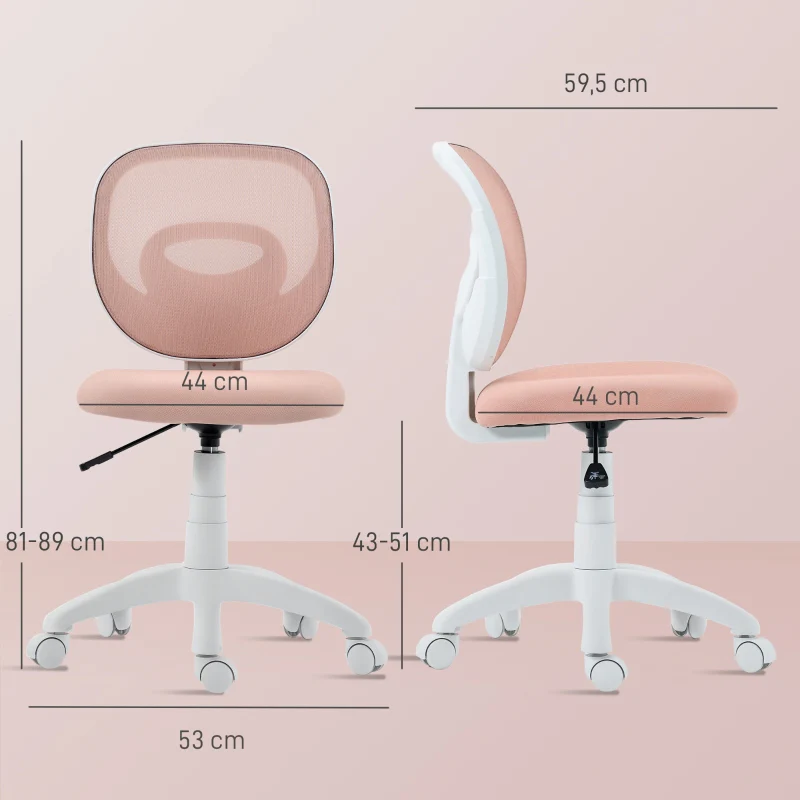 Office Chair Ergonomic C-Shaped Back Support Height Adjustable - Pink - Image 3