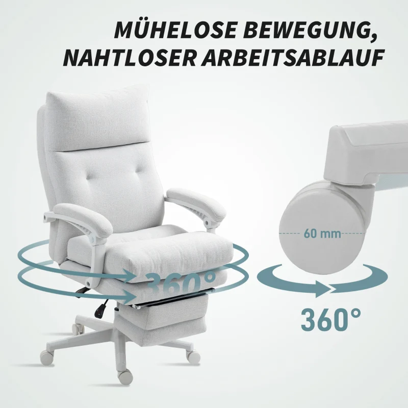 Office Chair, Ergonomic Desk with Lumbar Support & Footrest, Cream White - Image 6