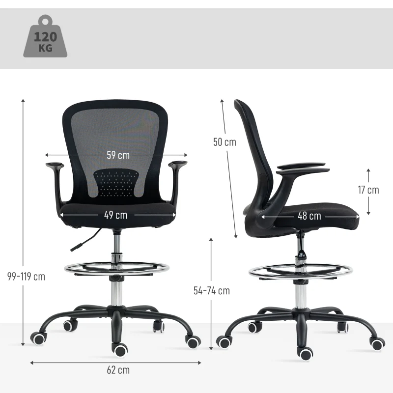 Office Chair Height-Adjustable Foot Ring Lumbar Support - Black - Image 3