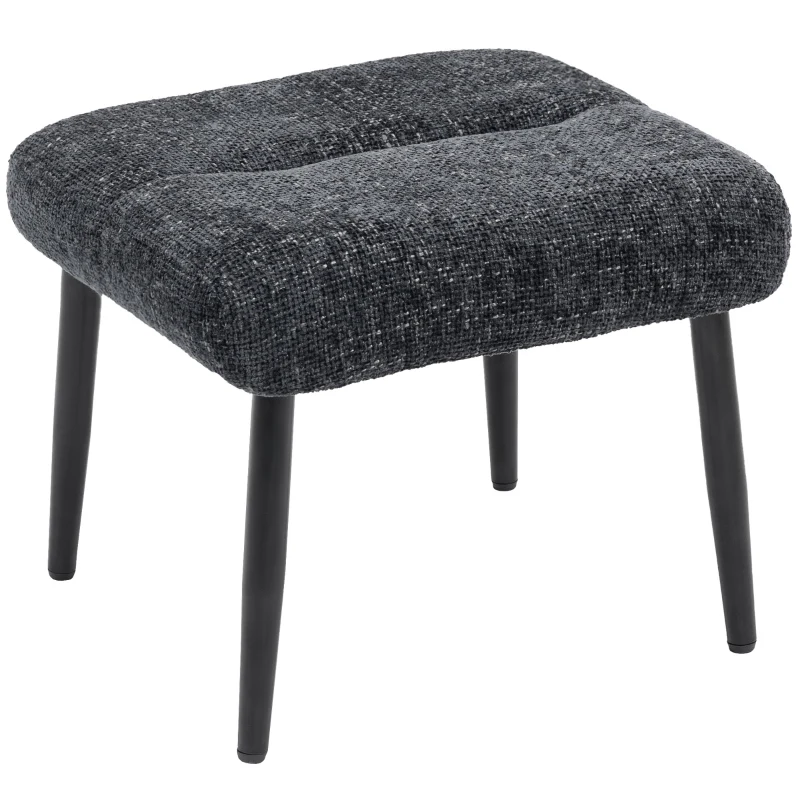 Ottoman Soft Cushion Steel Legs Chenille - Dark Grey - Image 2