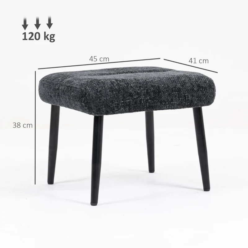 Ottoman Soft Cushion Steel Legs Chenille - Dark Grey - Image 3