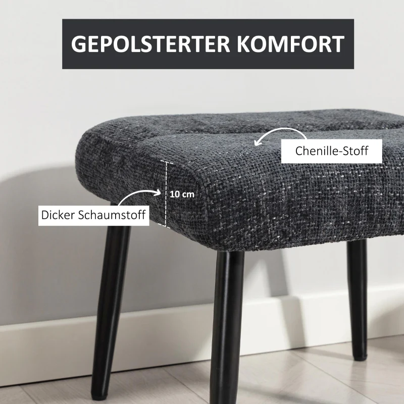Ottoman Soft Cushion Steel Legs Chenille - Dark Grey - Image 4