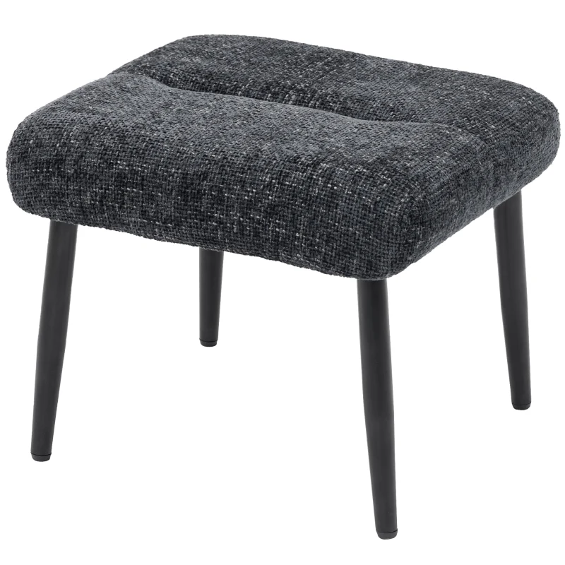 Ottoman Soft Cushion Steel Legs Chenille - Dark Grey - Image 8