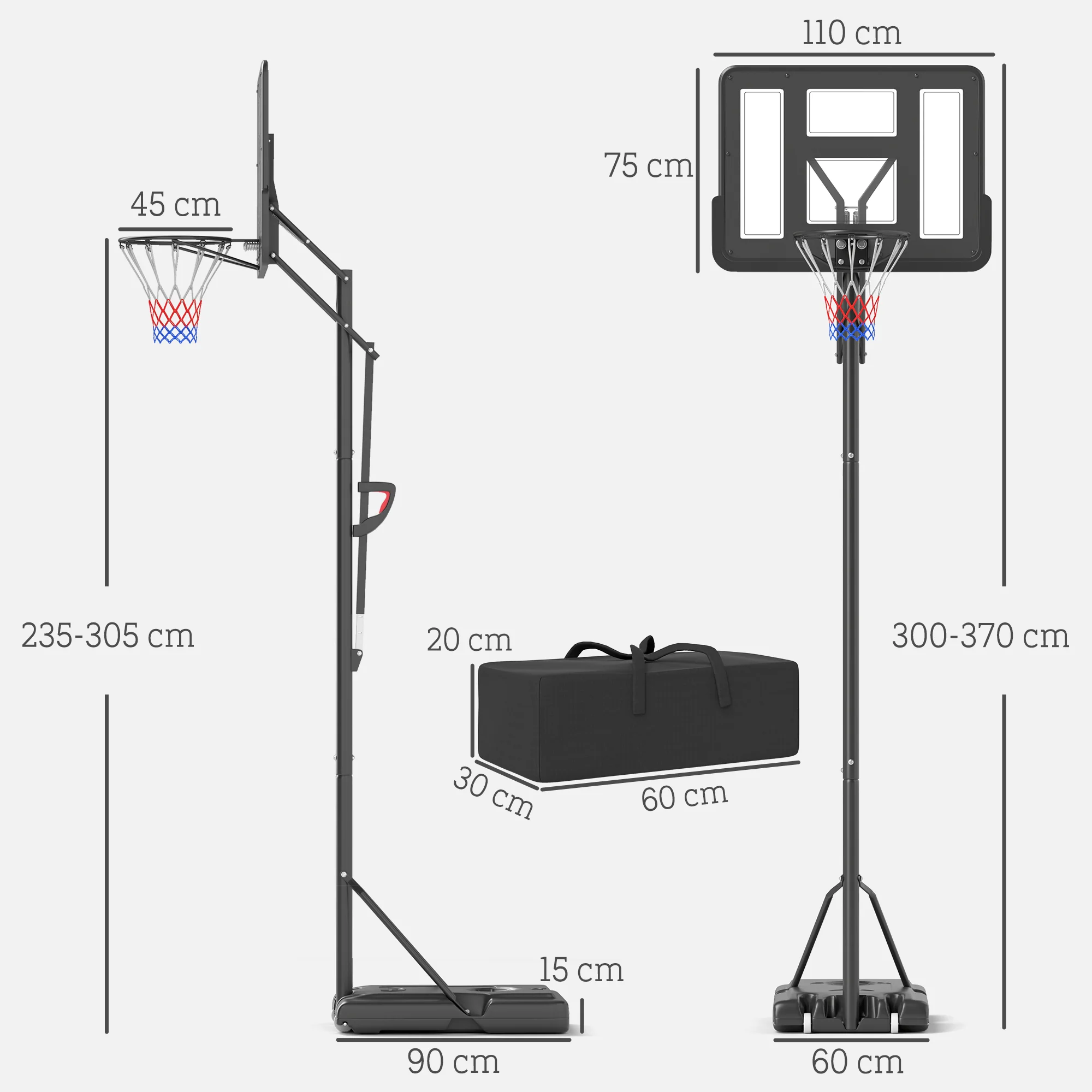 Outdoor Basketball Hoop, Adjustable Height, Shatter-Proof Backboard, Adults - Image 3