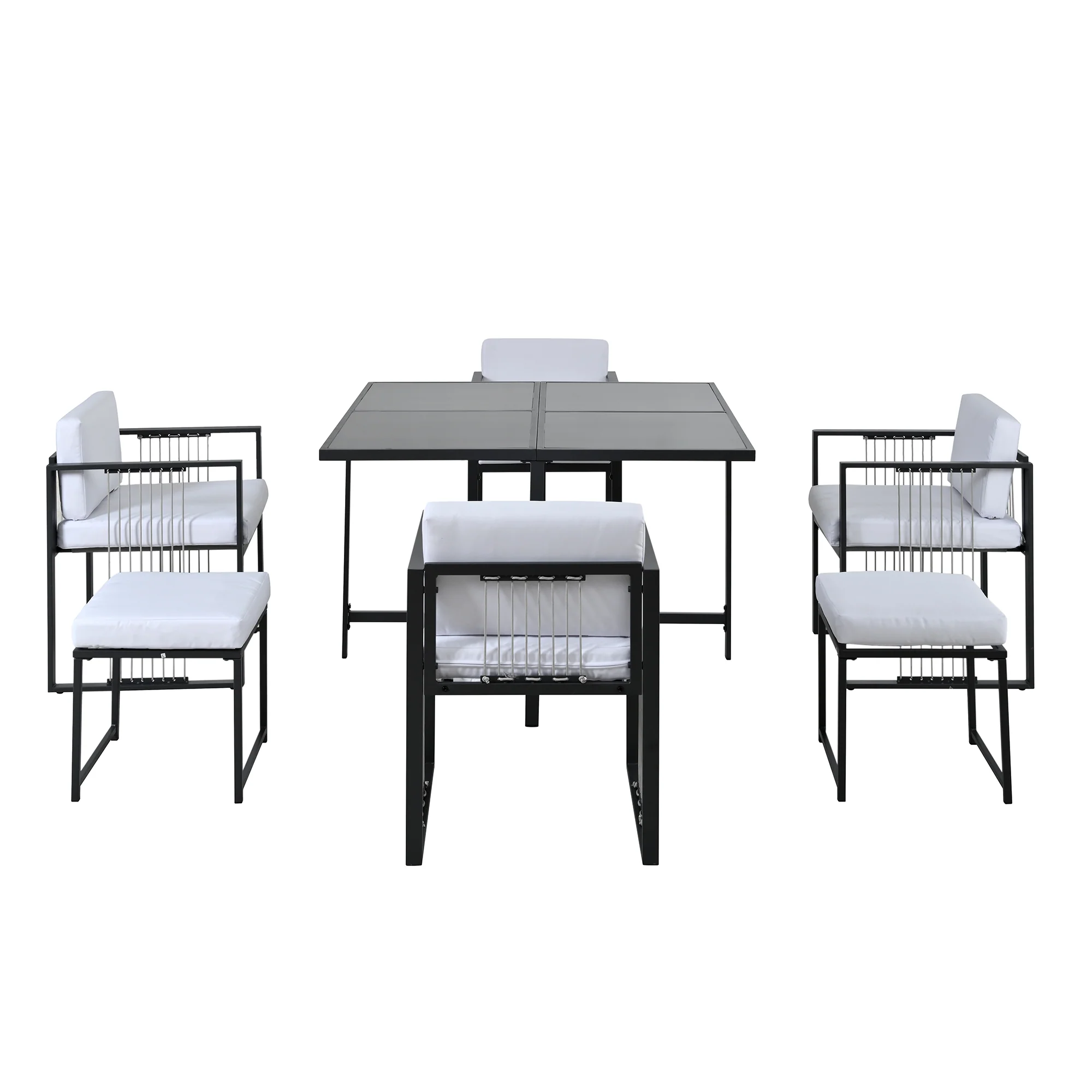 Outdoor Dining Set 7-Piece 6-Person Tempered Glass Table - Image 10