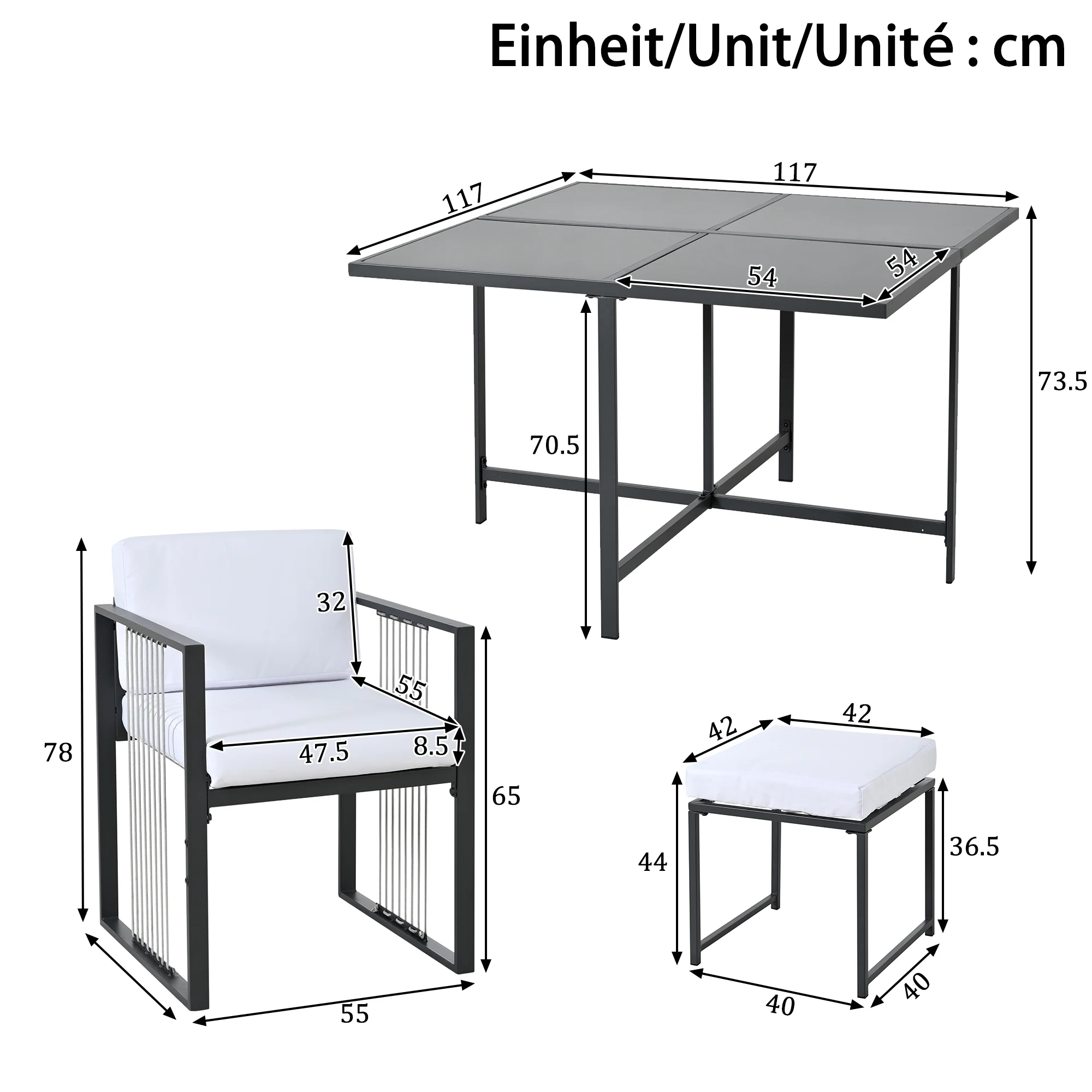Outdoor Dining Set 7-Piece 6-Person Tempered Glass Table - Image 5
