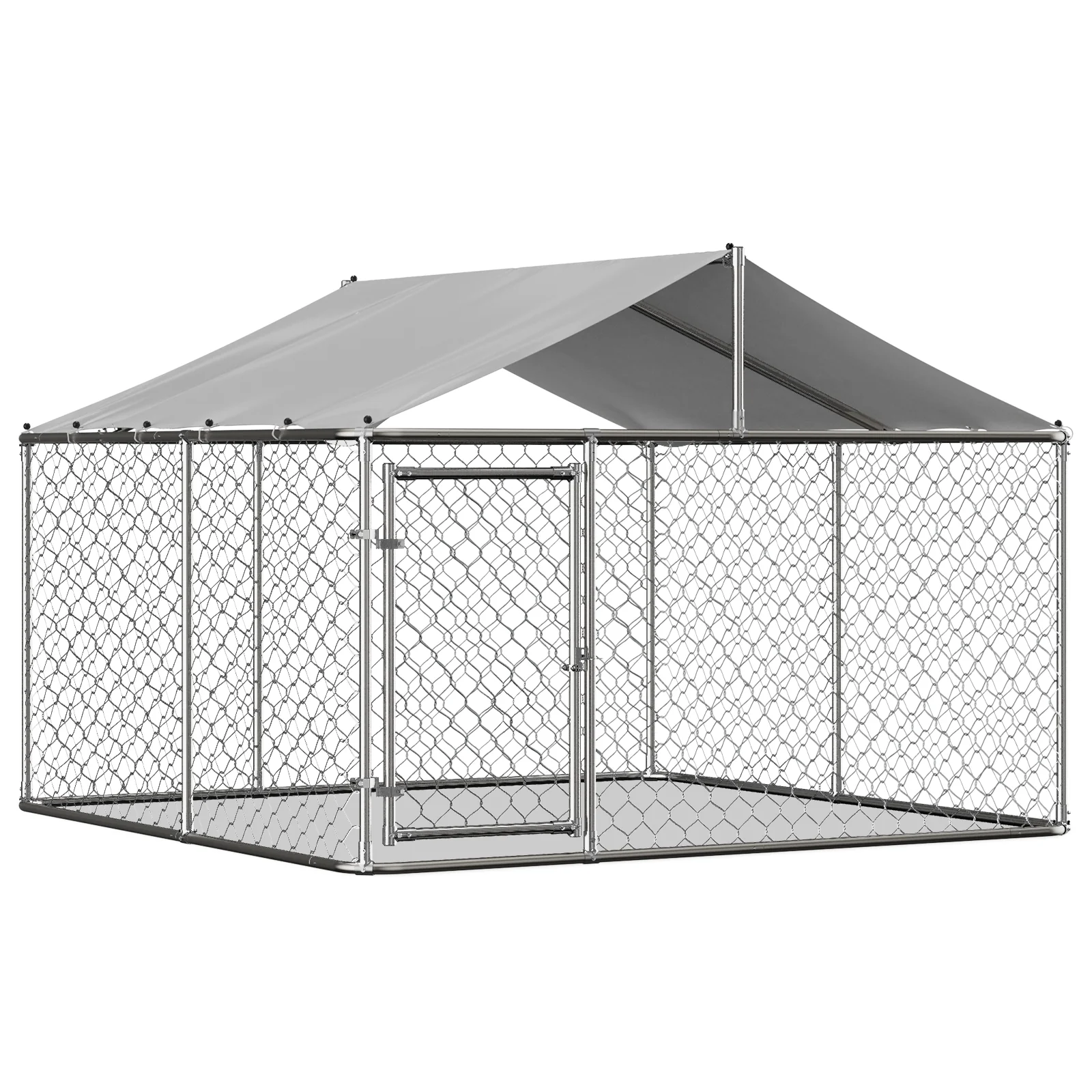 Outdoor Dog Kennel 230x230x117cm Heavy-Duty Roof Lockable Door - Galvanized Steel - Image 3