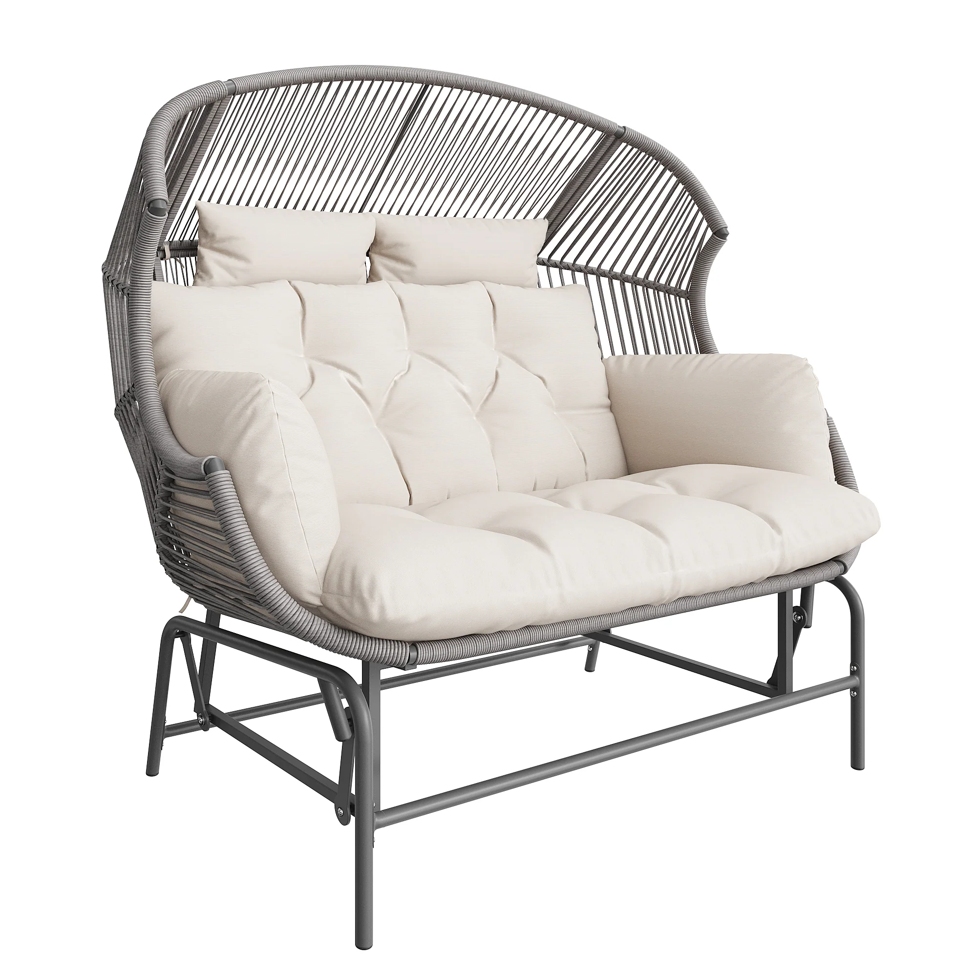 Outdoor Swing Egg Chair Double Patio Hanging Rocking Chair Grey - Image 4