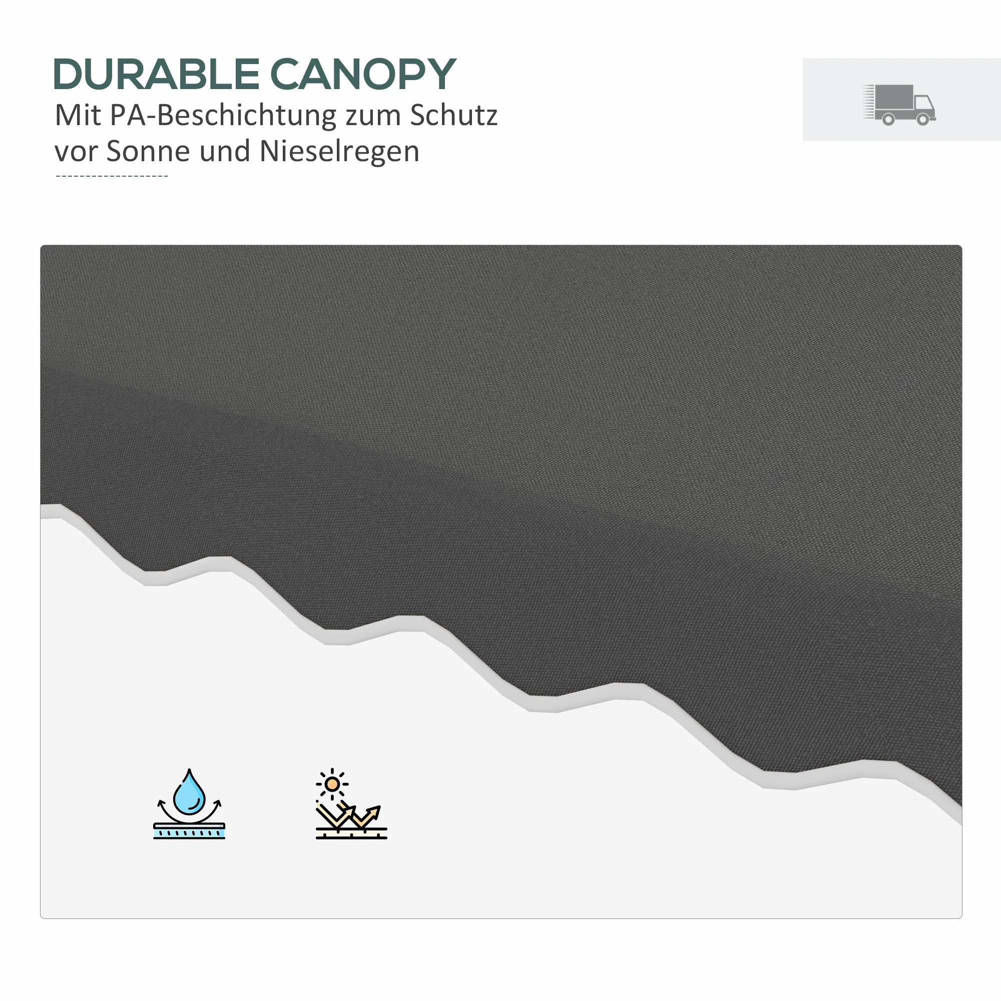 Parasol 243x243cm Balcony Cantilever UV Protection Dark Grey - Image 5