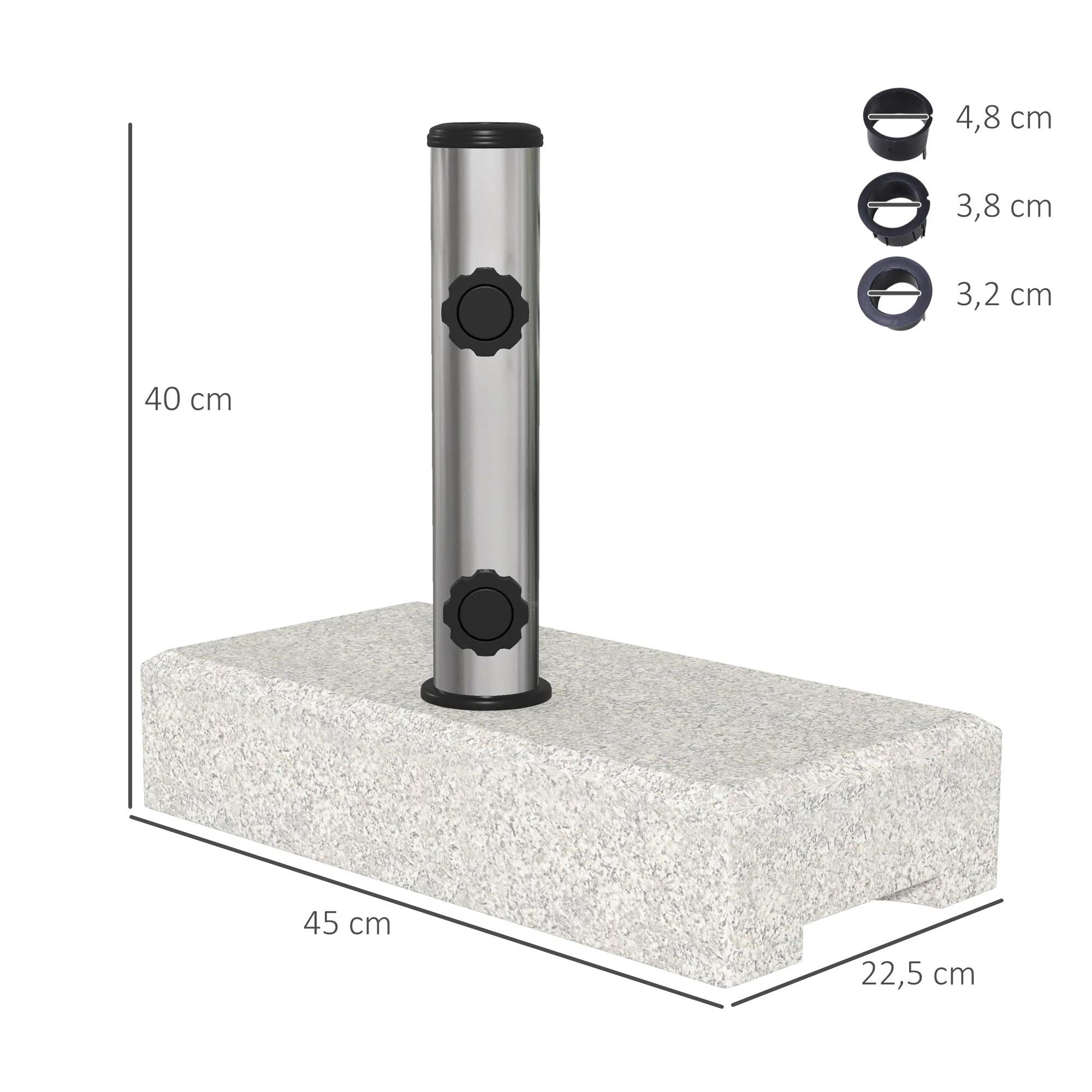 Parasol Base 25kg Semi-Circular Stand for 32/38/48mm Pole Garden/Balcony Granite Grey - Image 3