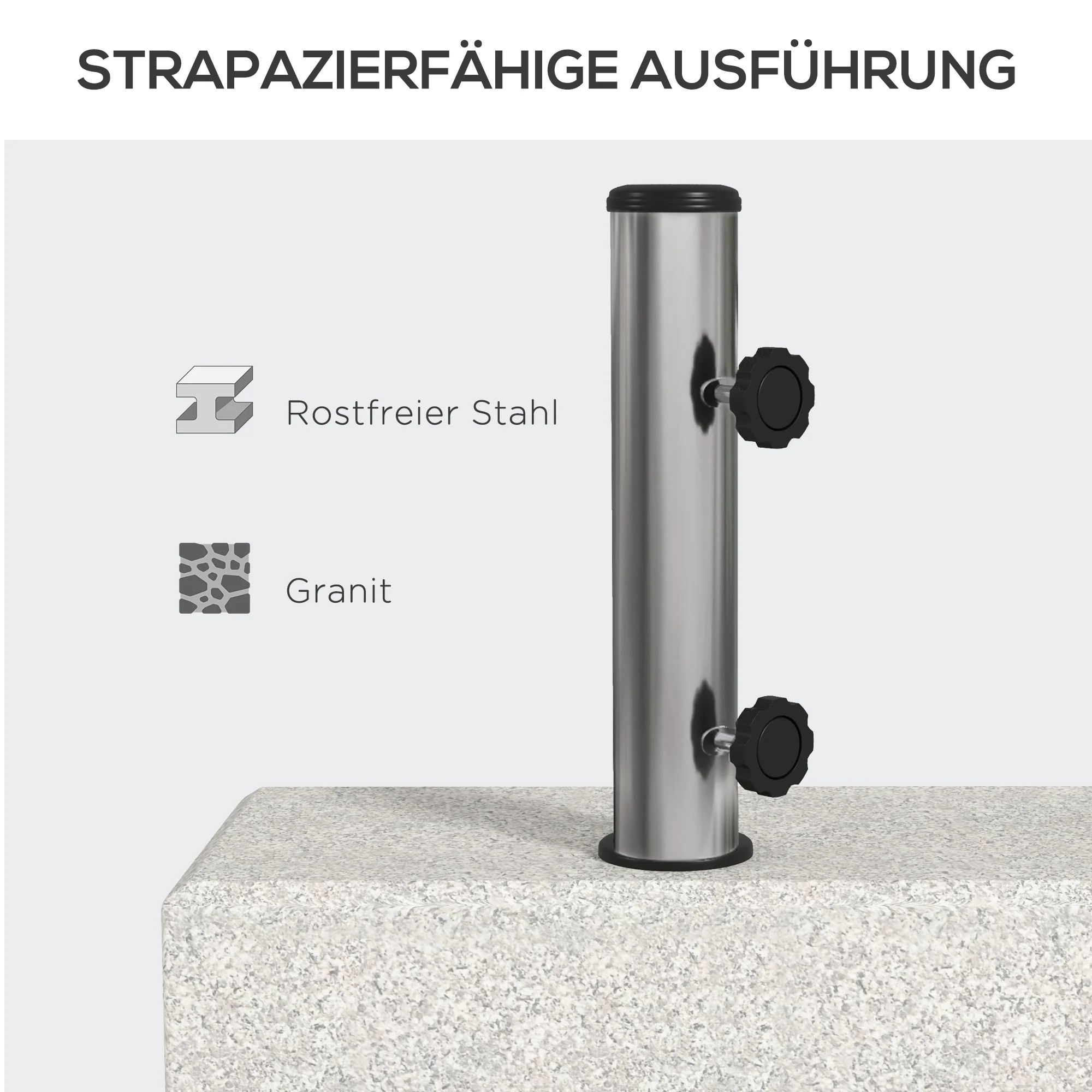 Parasol Base 25kg Semi-Circular Stand for 32/38/48mm Pole Garden/Balcony Granite Grey - Image 5
