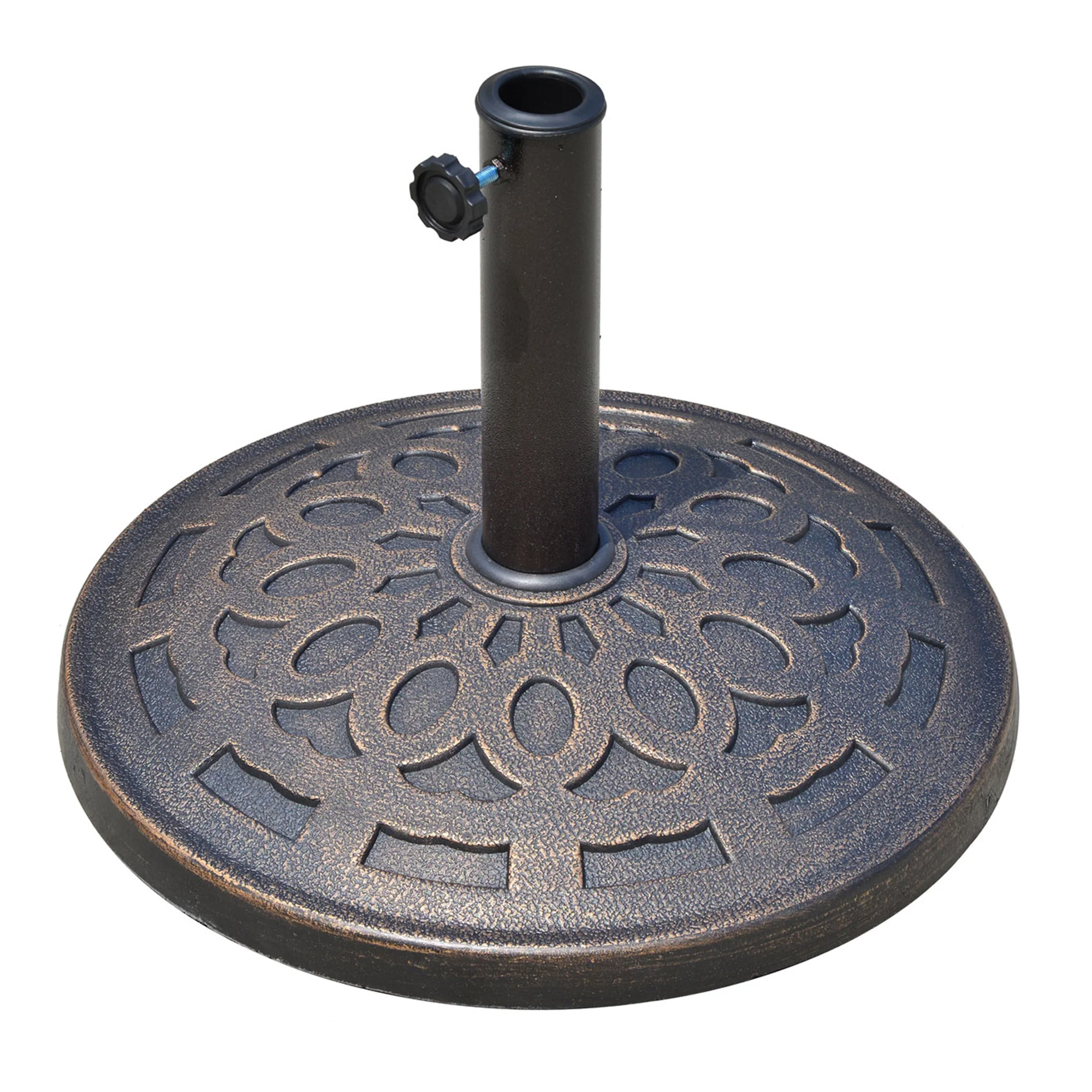 Parasol Base Round 14kg Stable Weatherproof Resin Bronze - Image 2