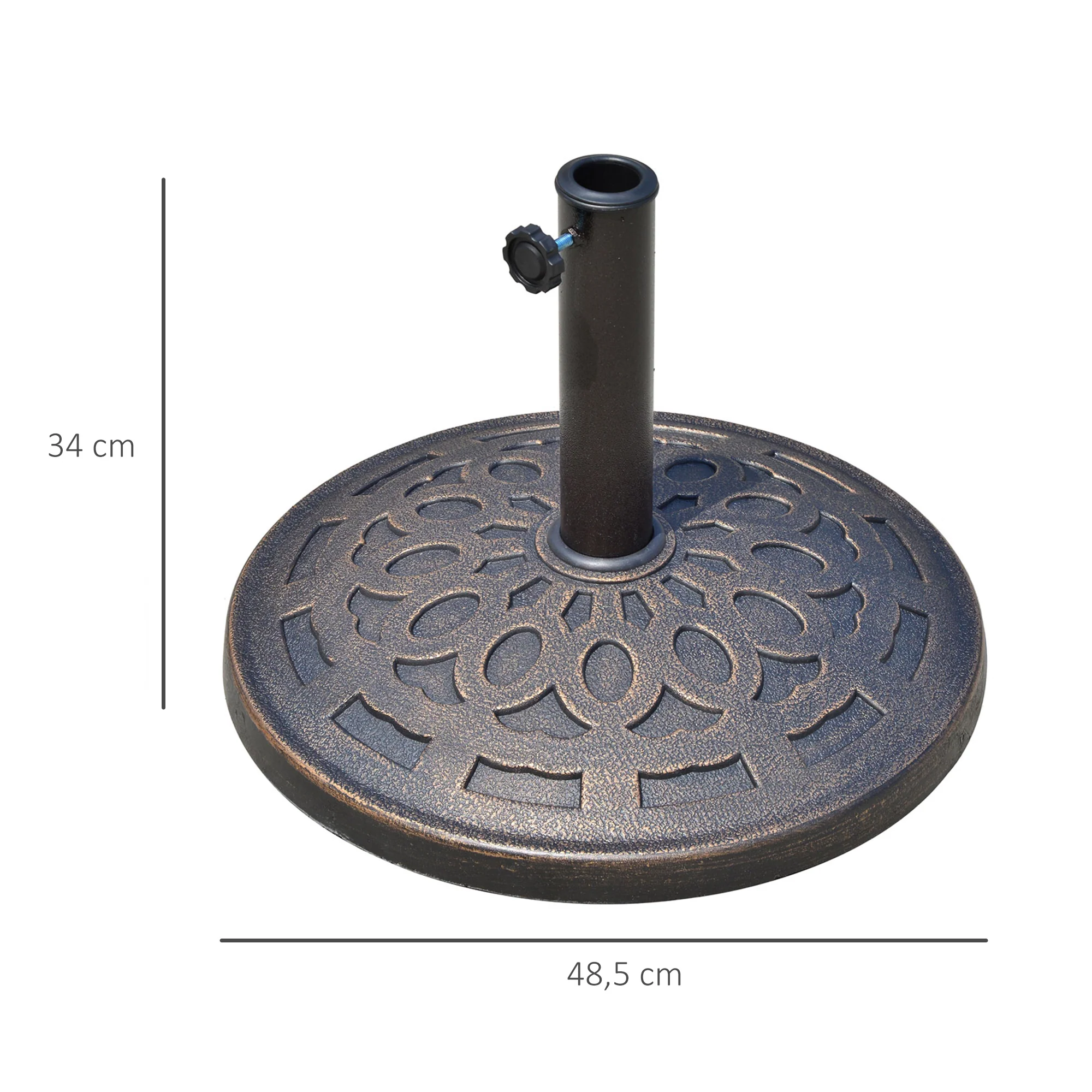 Parasol Base Round 14kg Stable Weatherproof Resin Bronze - Image 3