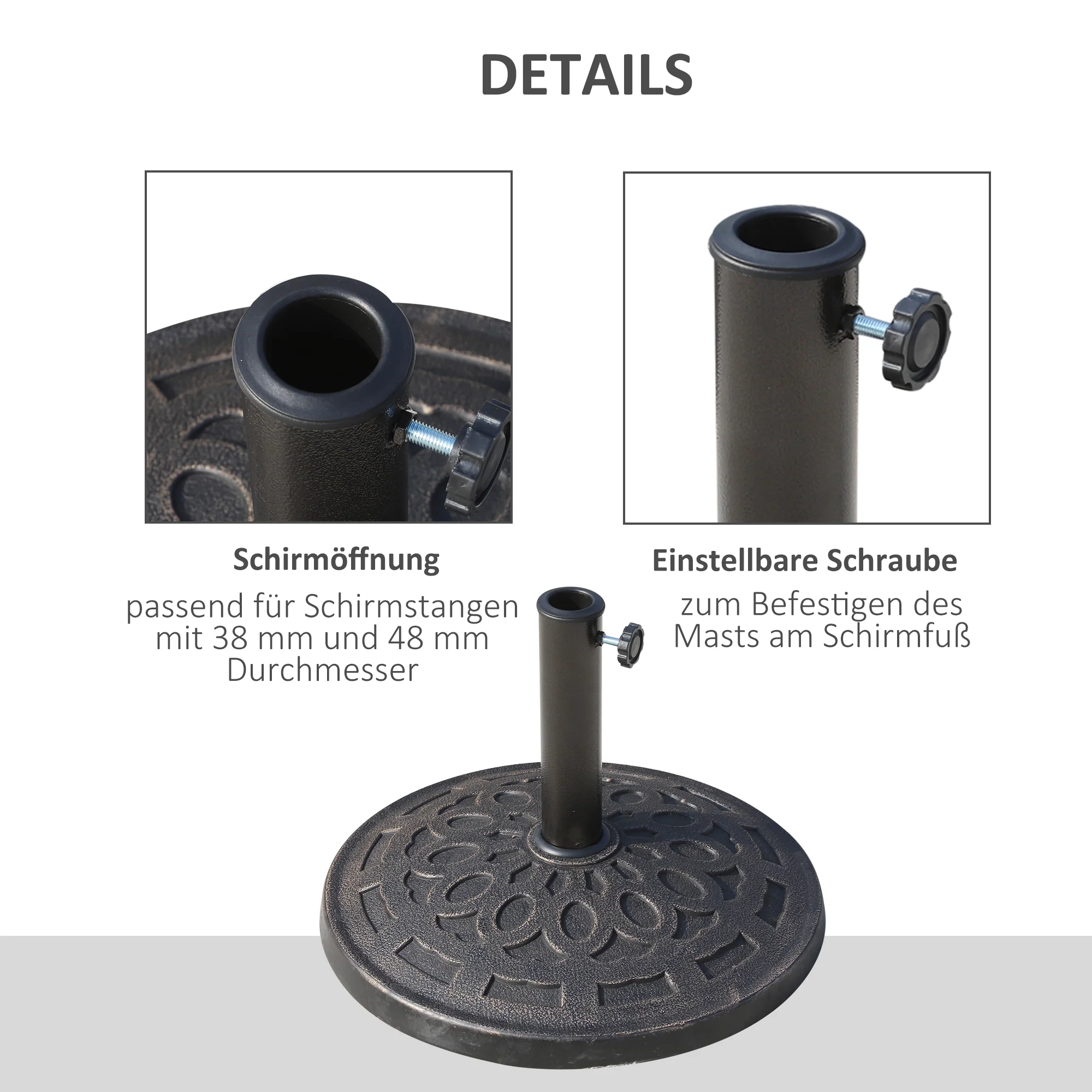 Parasol Base Round 14kg Stable Weatherproof Resin Bronze - Image 5