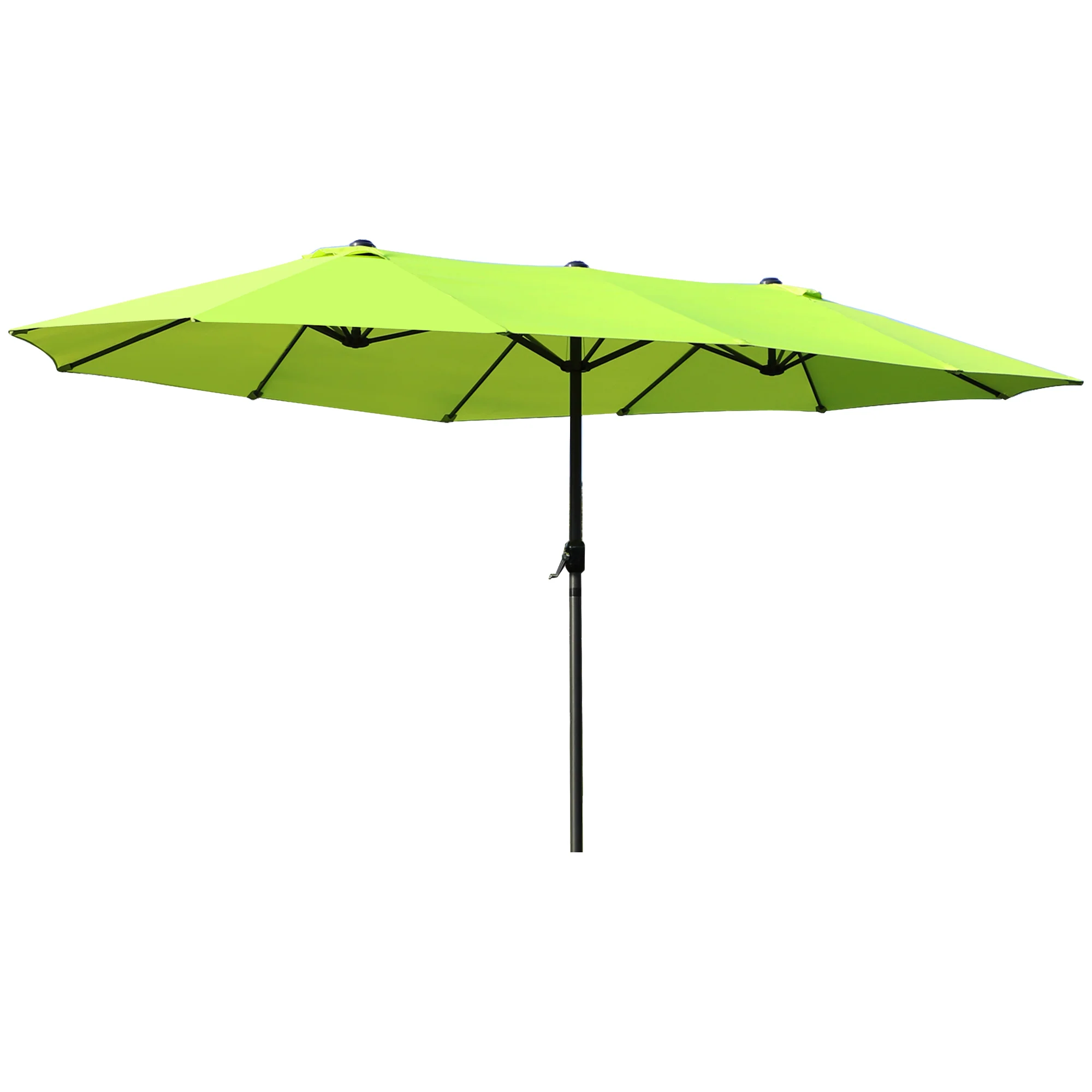 parasol garden umbrella 460 x 270cm oval with hand crank double, green - Image 2