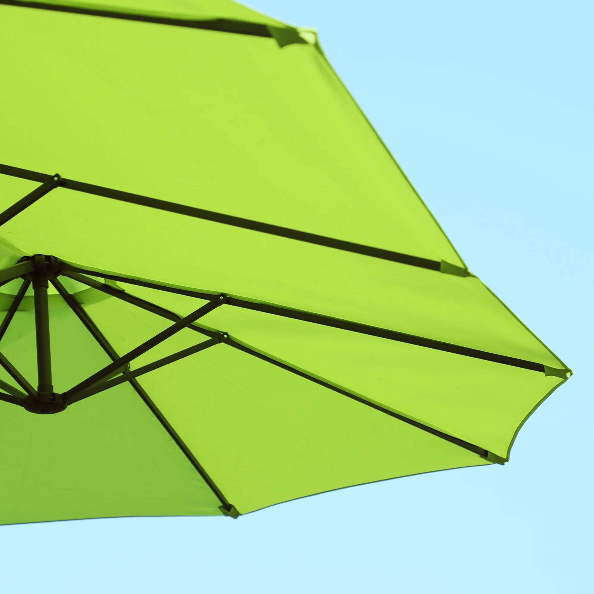 parasol garden umbrella 460 x 270cm oval with hand crank double, green - Image 7