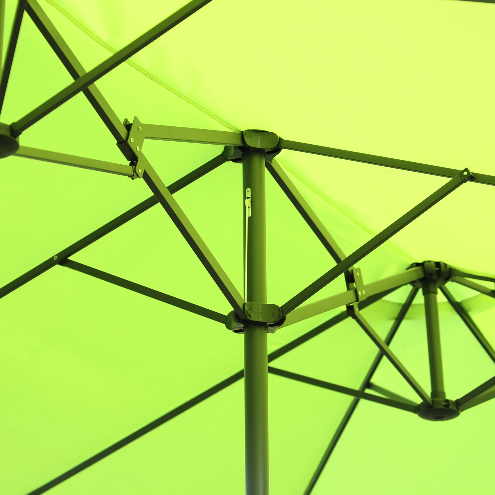 parasol garden umbrella 460 x 270cm oval with hand crank double, green - Image 8