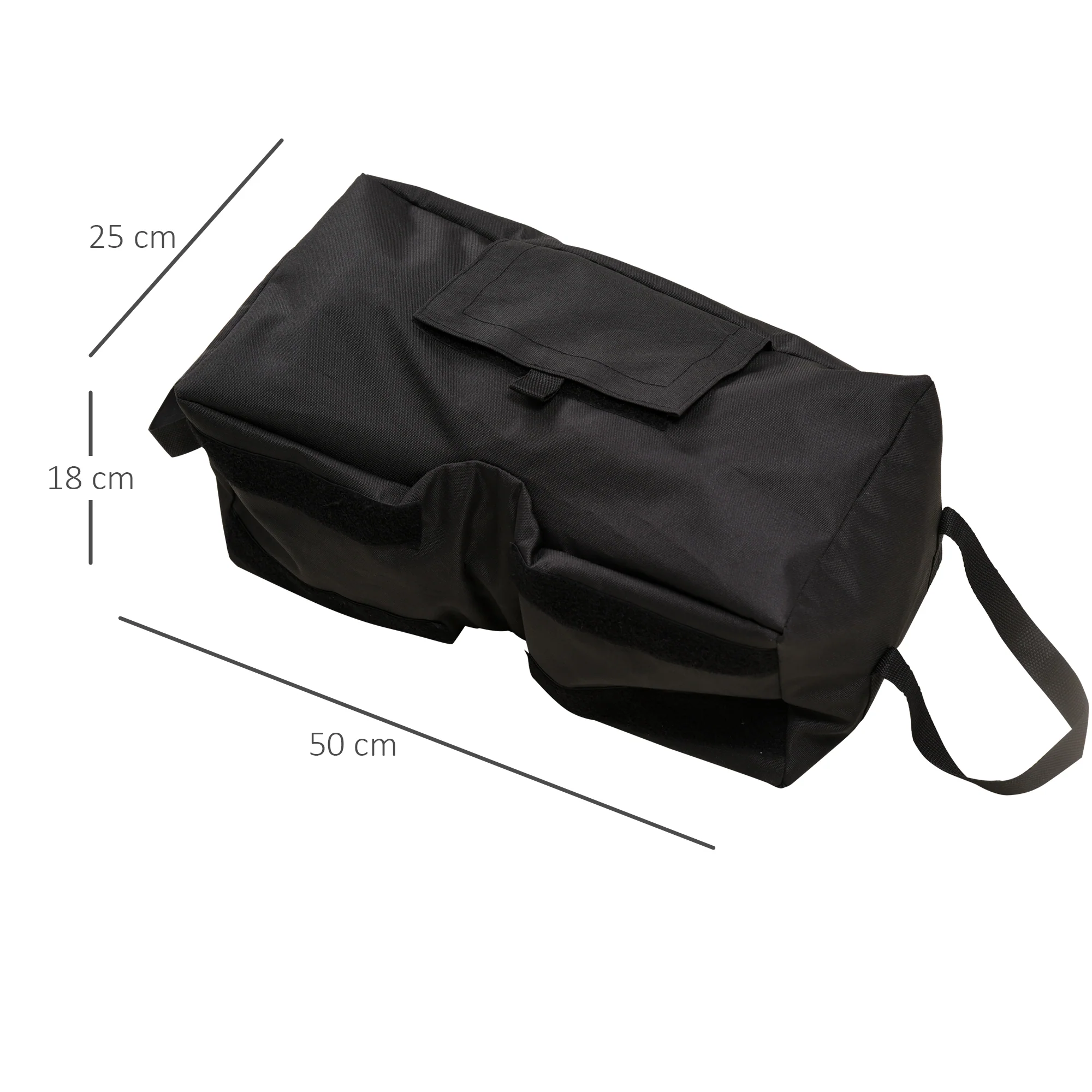 Parasol Stand Sandbag, 2x 50kg Fillable Bags with Shovel, Black - Image 3