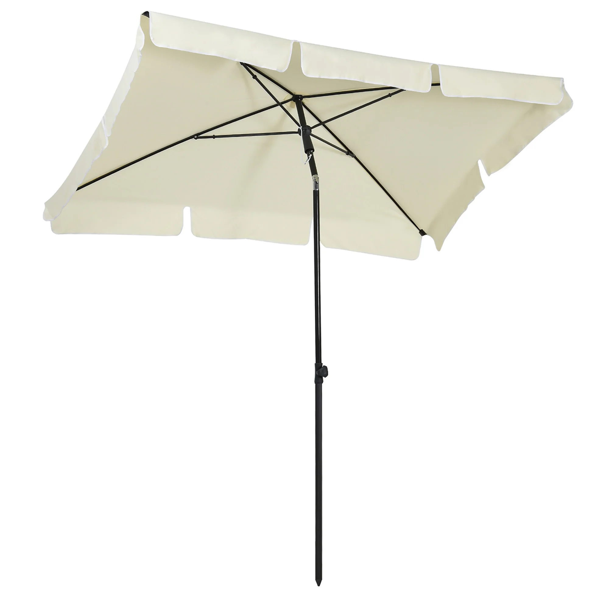 Parasol UV-Protective Foldable Balcony & Beach, Cream White & Black - Image 2