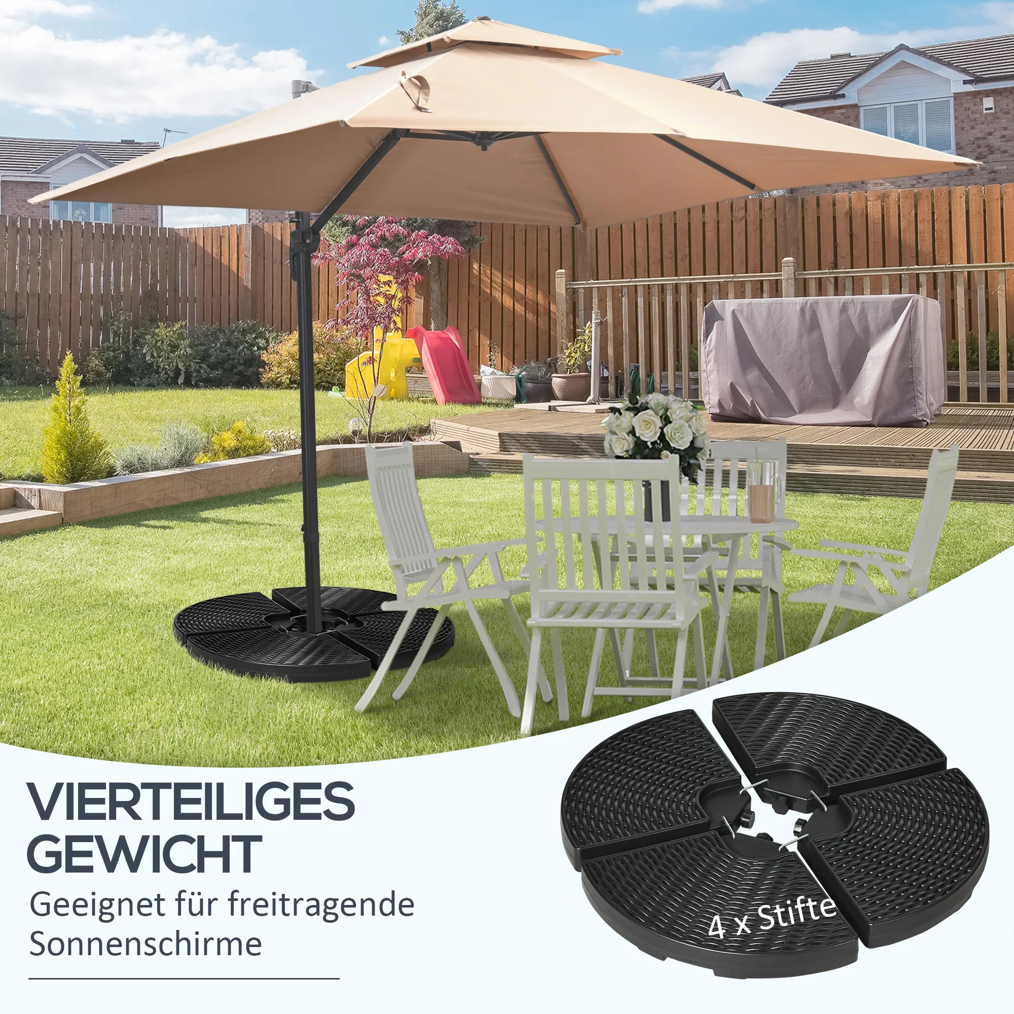 Parasol Weight Cantilever Base 52kg Water/68kg Sand Weatherproof HDPE - Image 4