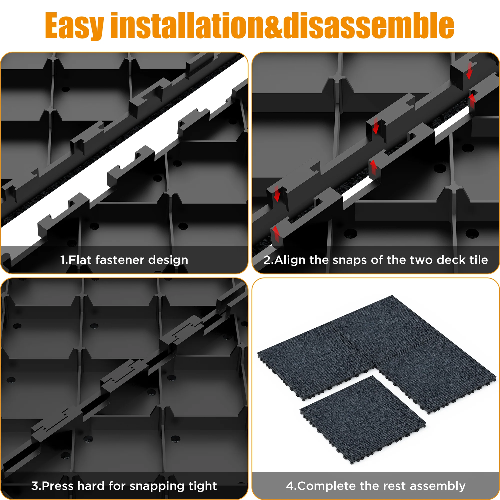 Patio Deck Tiles 12" Interlocking DIY Module 36pcs - Carpet - Image 6