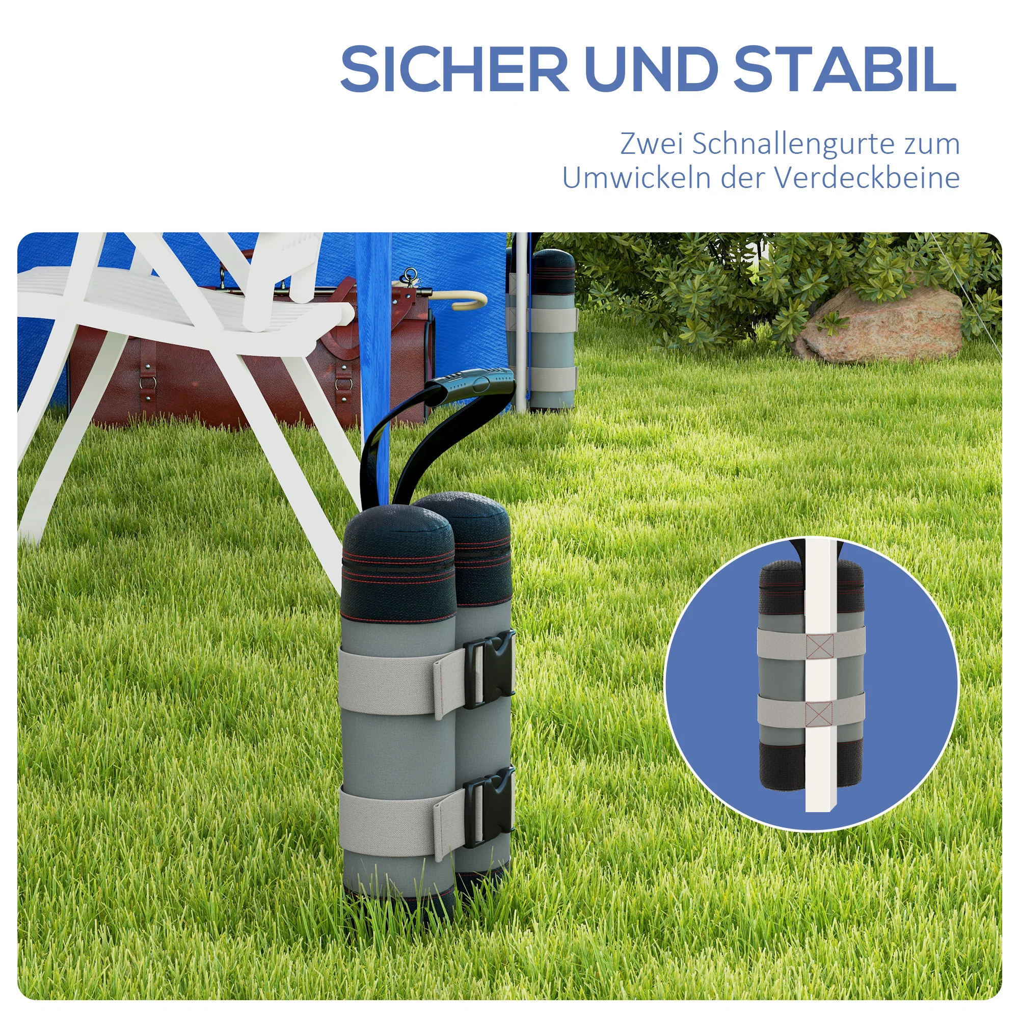Pavilion Sandbags Set of 4 Robust Weights for Pop-Up, Grey Black Oxford Fabric - Image 6