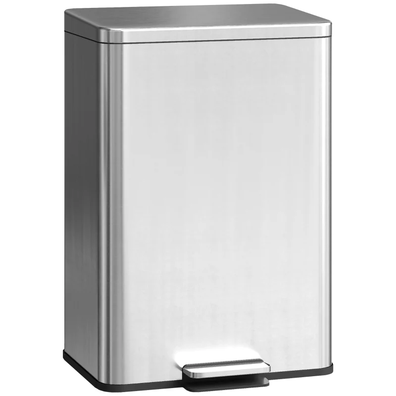Pedal Bin 20L Soft-Close Lid Removable Inner Bucket - Silver