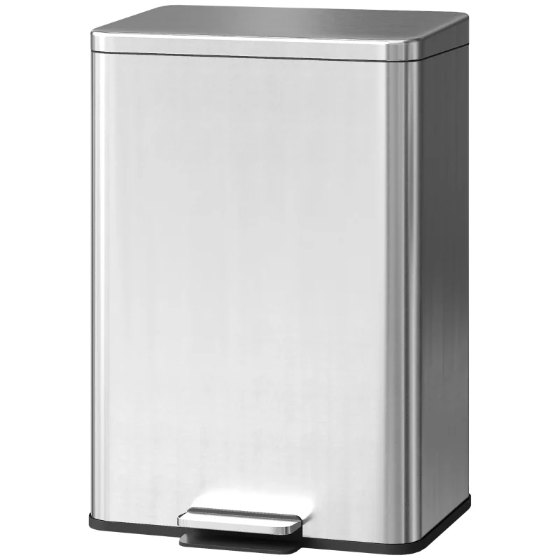 Pedal Bin 20L Soft-Close Lid Removable Inner Bucket - Silver - Image 8