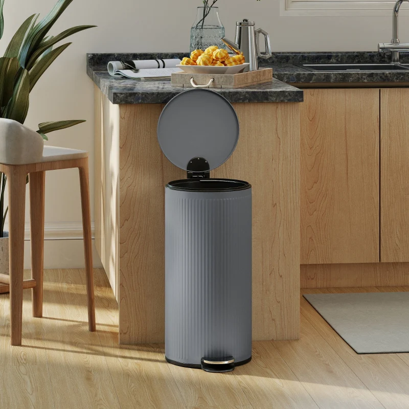 Pedal Bin 30L Soft-Close Metal Inner Bucket - Dark Grey - Image 7