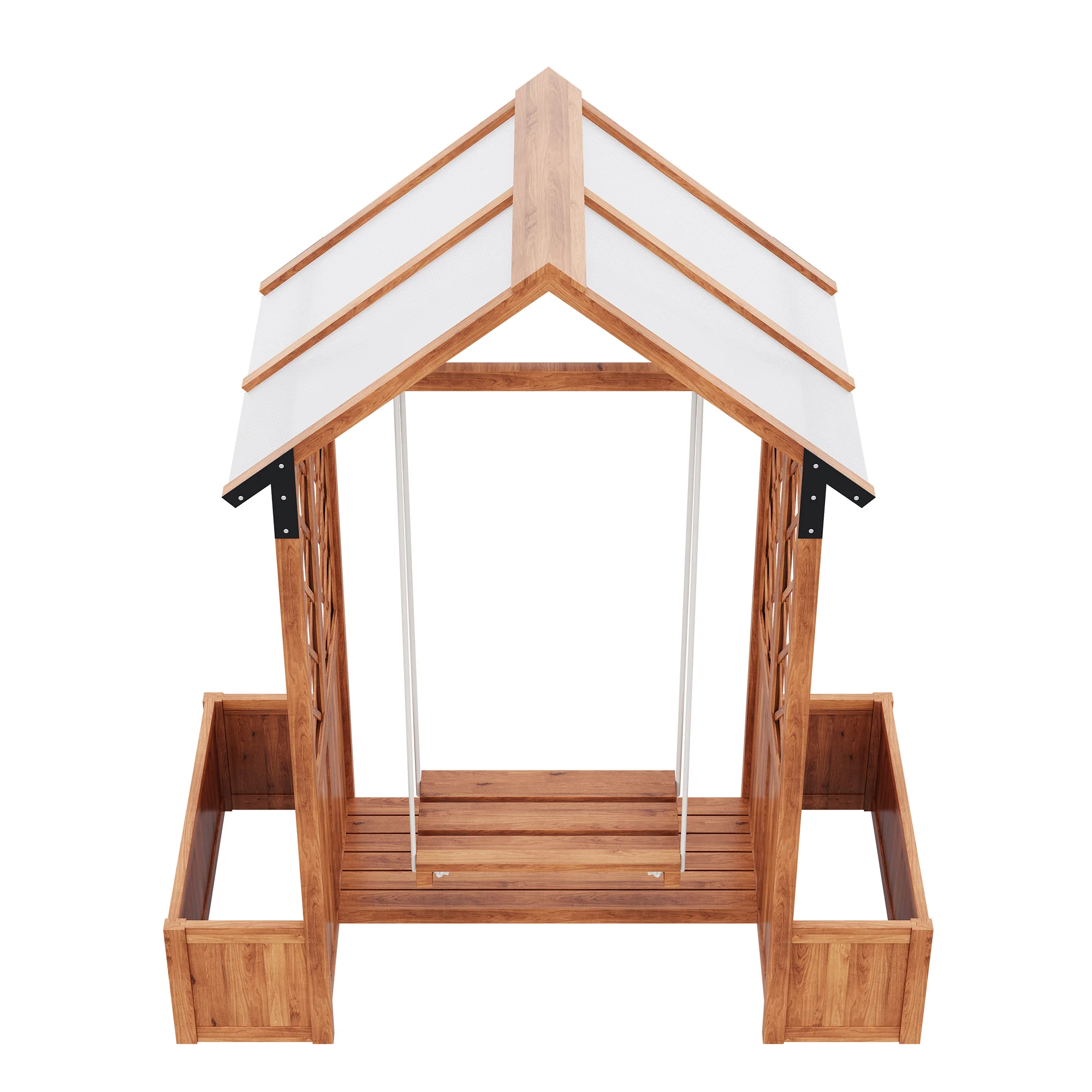 Planter with Trellis and Sunroof, Brown Solid Wood - Image 11