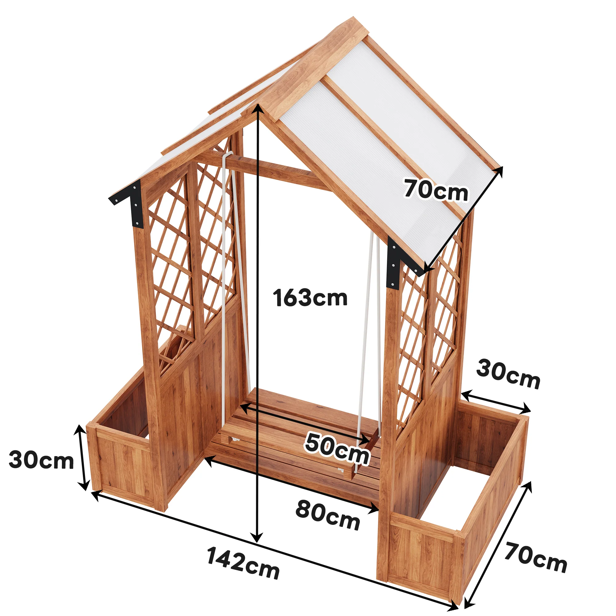 Planter with Trellis and Sunroof, Brown Solid Wood - Image 6