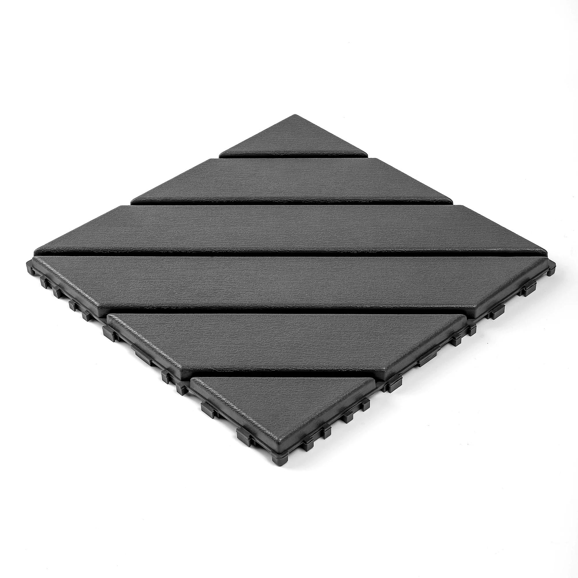 Plastic Interlocking Deck Tiles 44 Pack 12x12in Square Waterproof - Dark Grey - Image 3