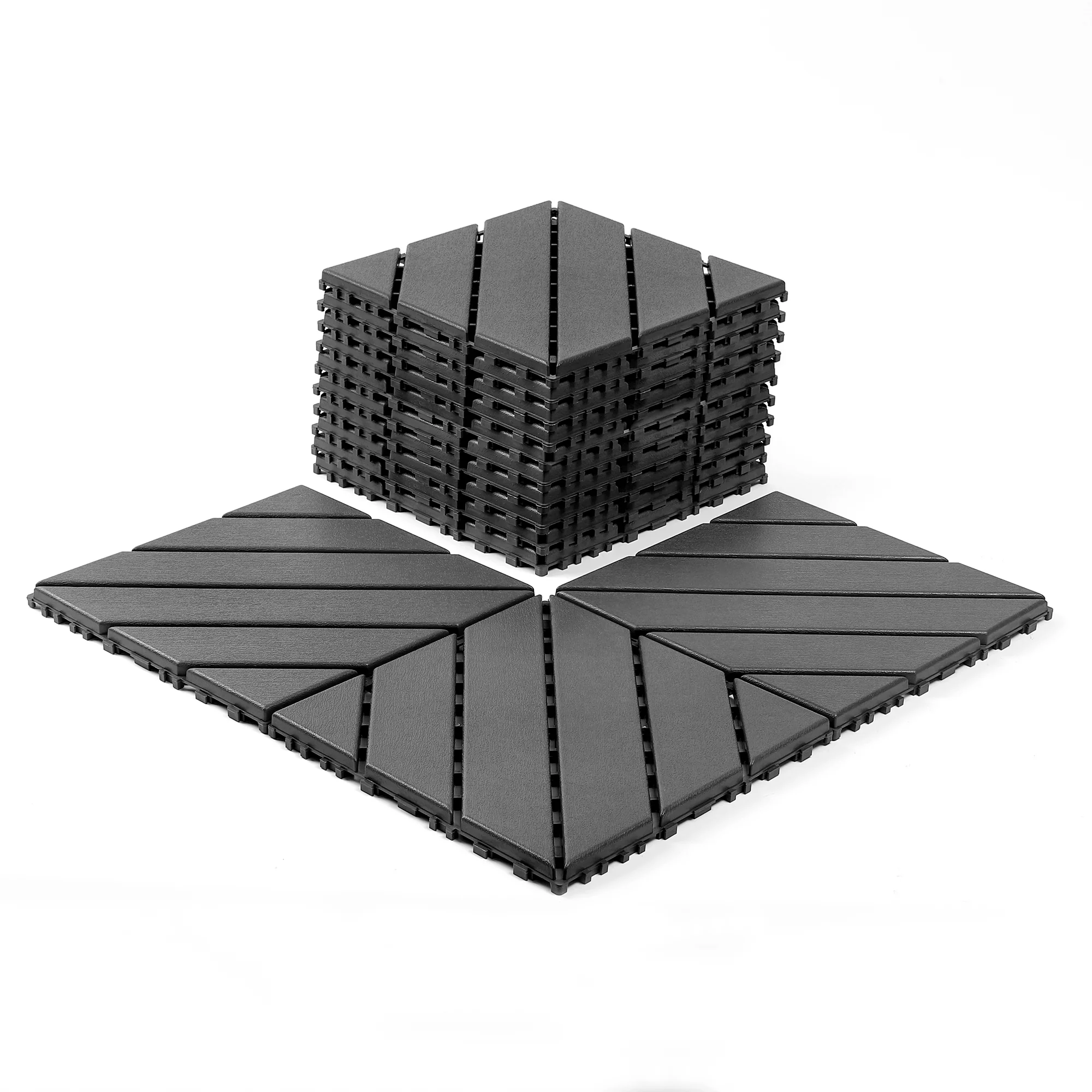 Plastic Interlocking Deck Tiles 44 Pack 12x12in Square Waterproof - Dark Grey - Image 5