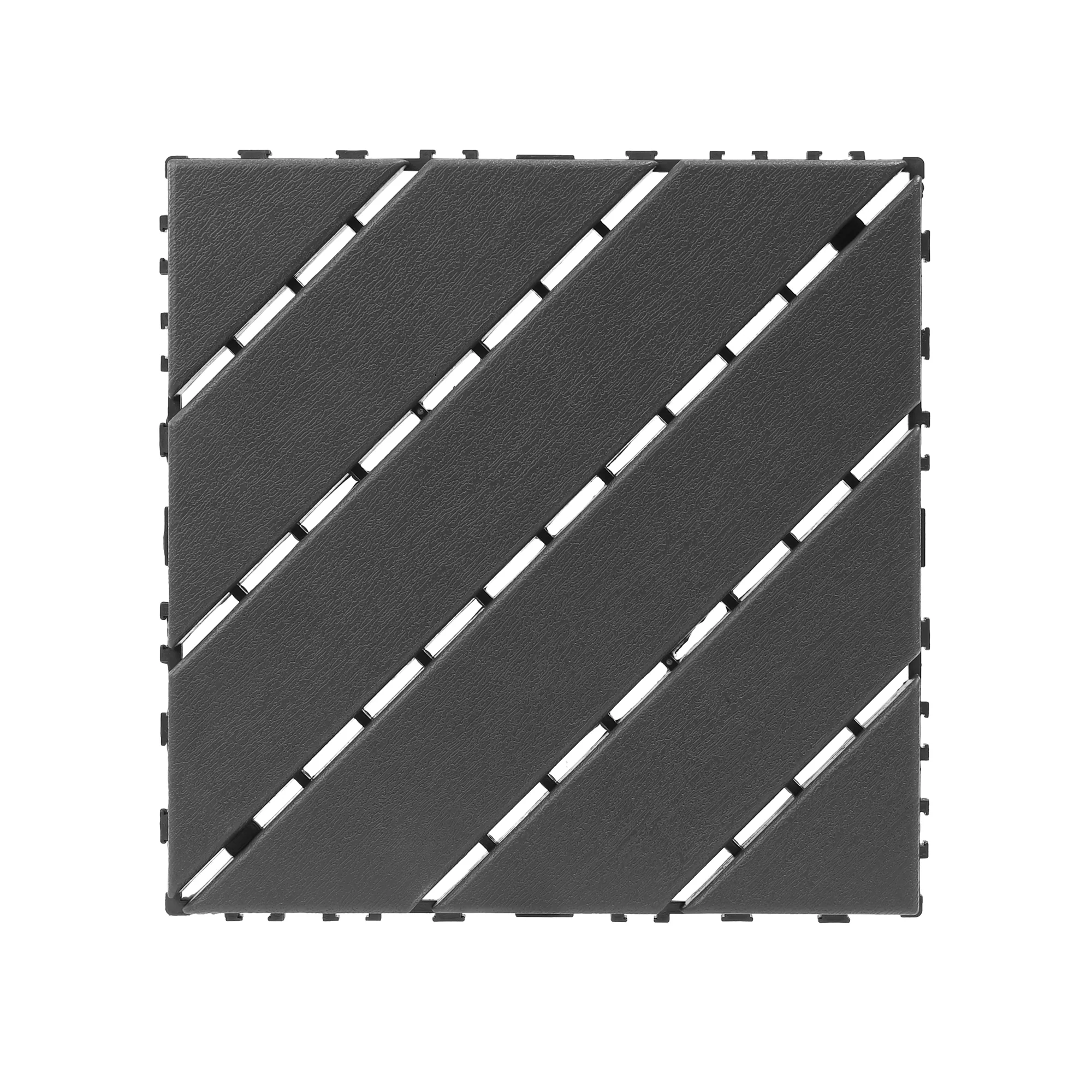 Plastic Interlocking Deck Tiles 44 Pack 12x12in Square Waterproof - Dark Grey - Image 8
